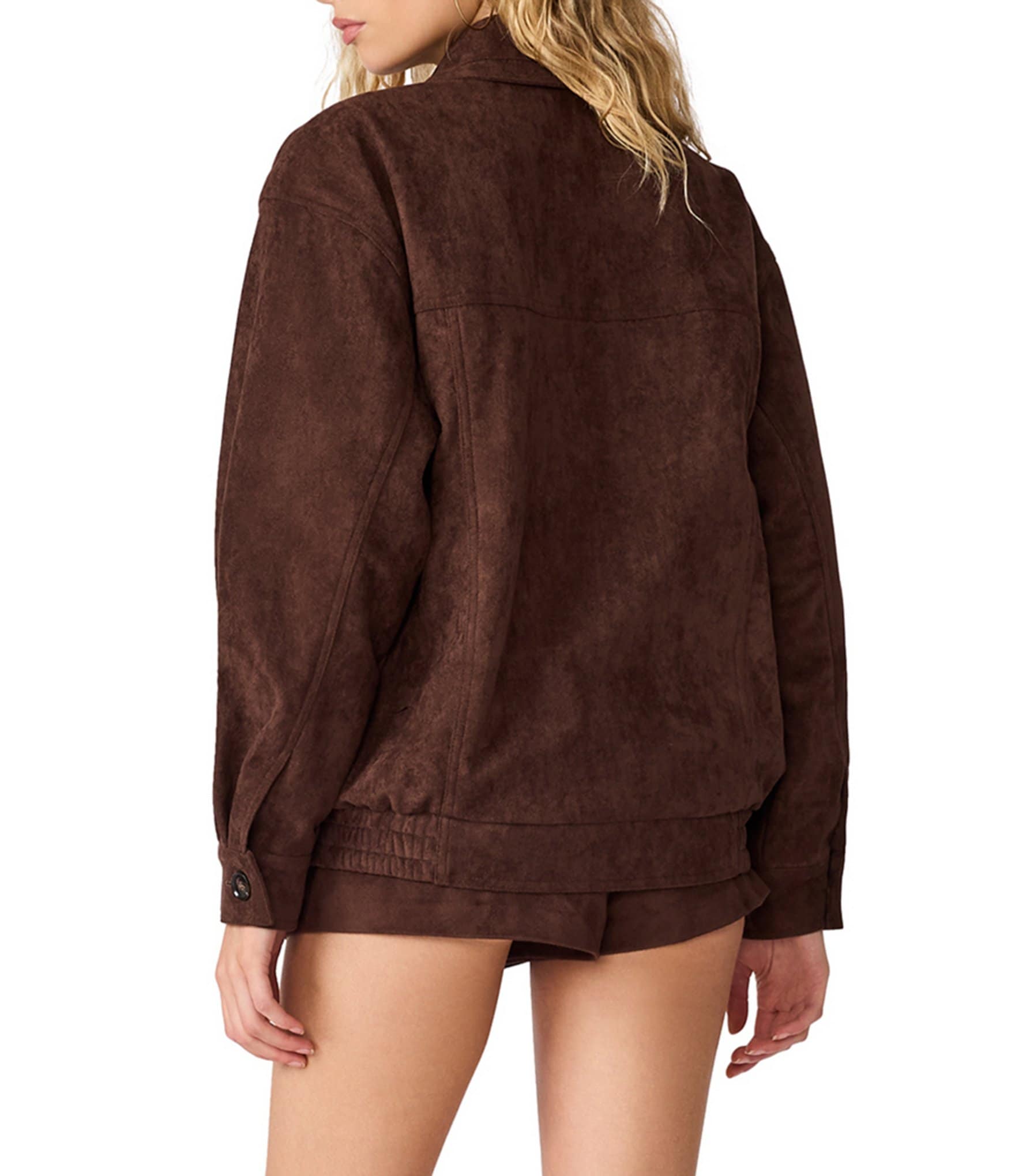 Steve Madden Henson Faux Suede Collared Long Sleeve Jacket
