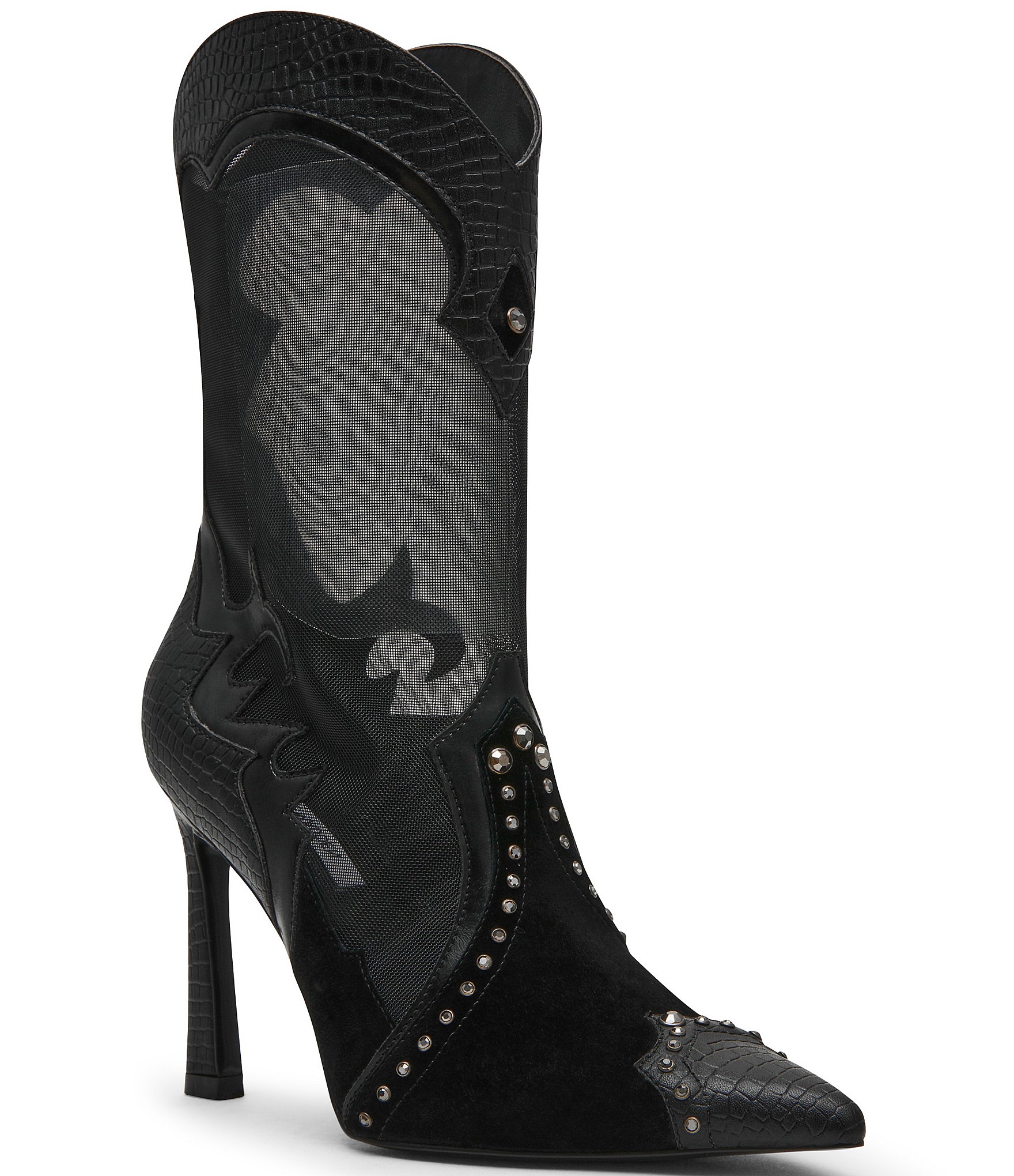 Steve Madden Konah Mesh and Suede Pointed Toe Western Booties