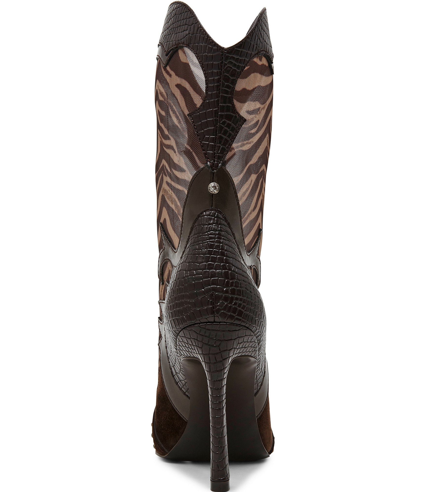 Steve Madden Konah Zebra Mesh Pointed Toe Western Booties