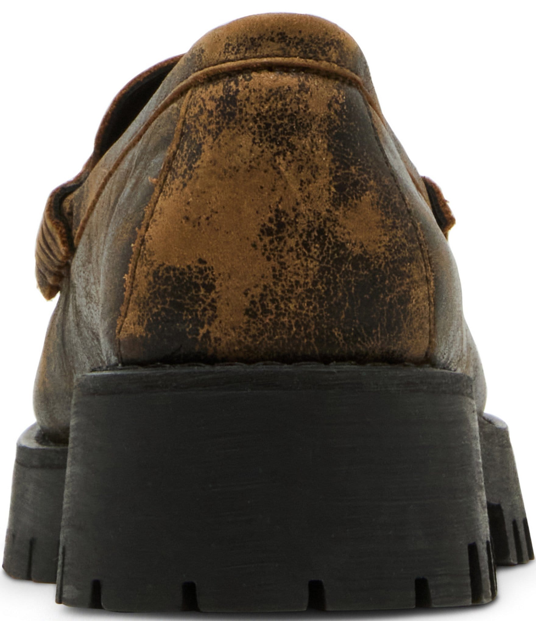 Steve Madden Langsten Distressed Leather Platform Lug Sole Penny Loafers