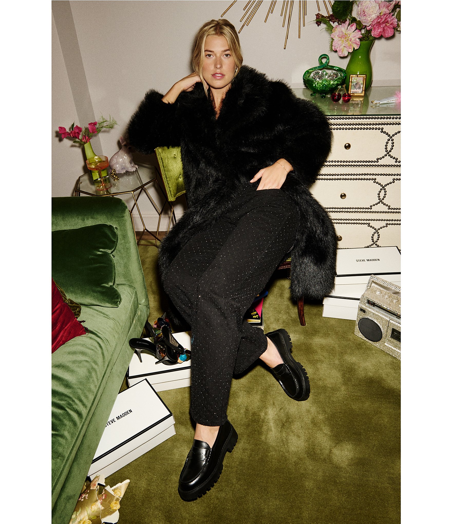 Steve Madden Langsten Leather Platform Lug Sole Penny Loafers