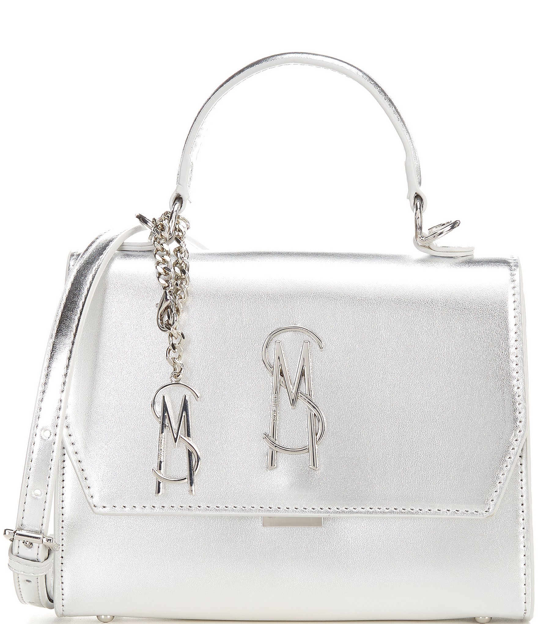 Steve Madden Lattuca Silver Metallic Top Handle Satchel Bag