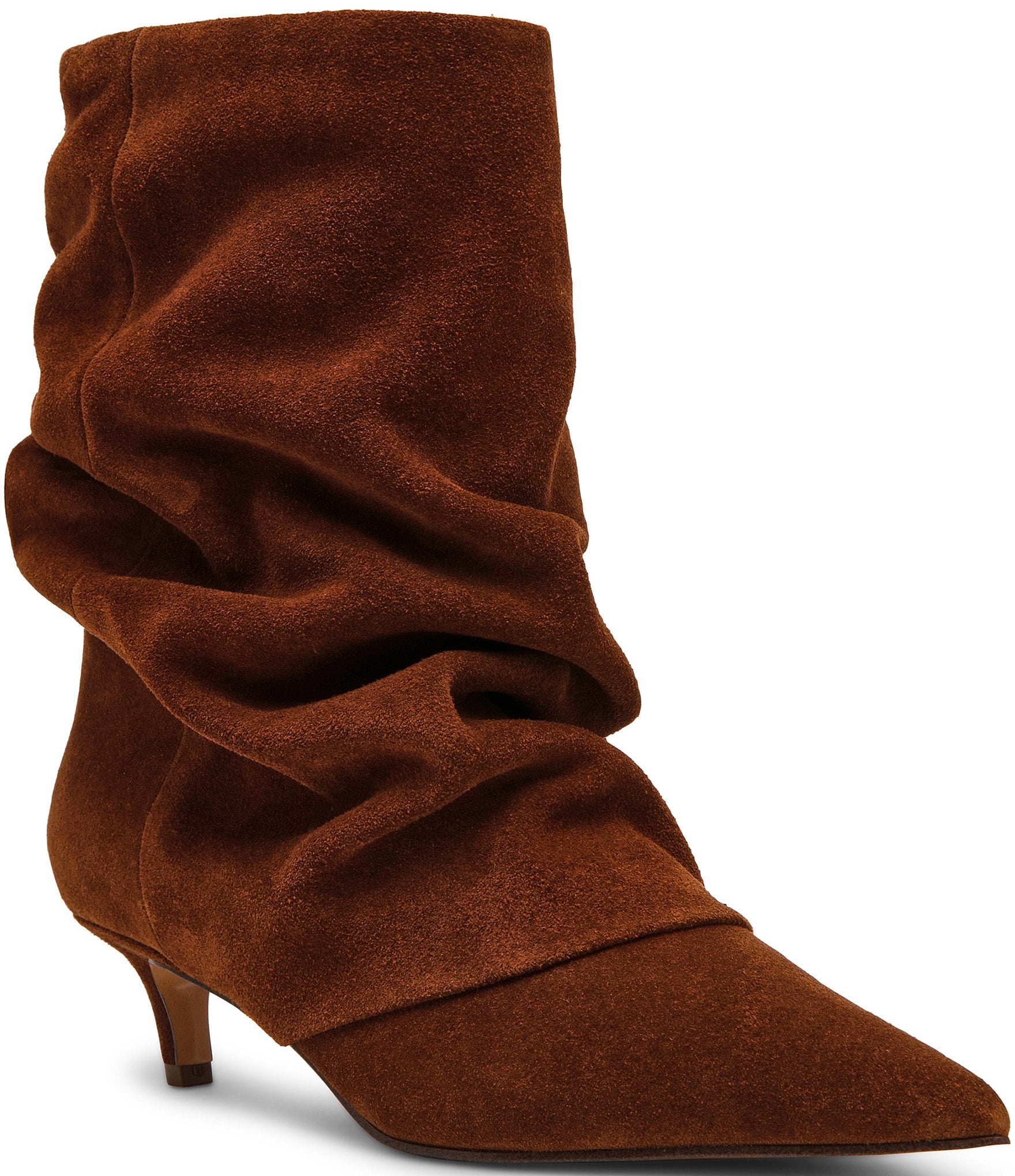 Steve Madden Lennox Suede Slouch Cuff Pointed Toe Mid Calf Boots