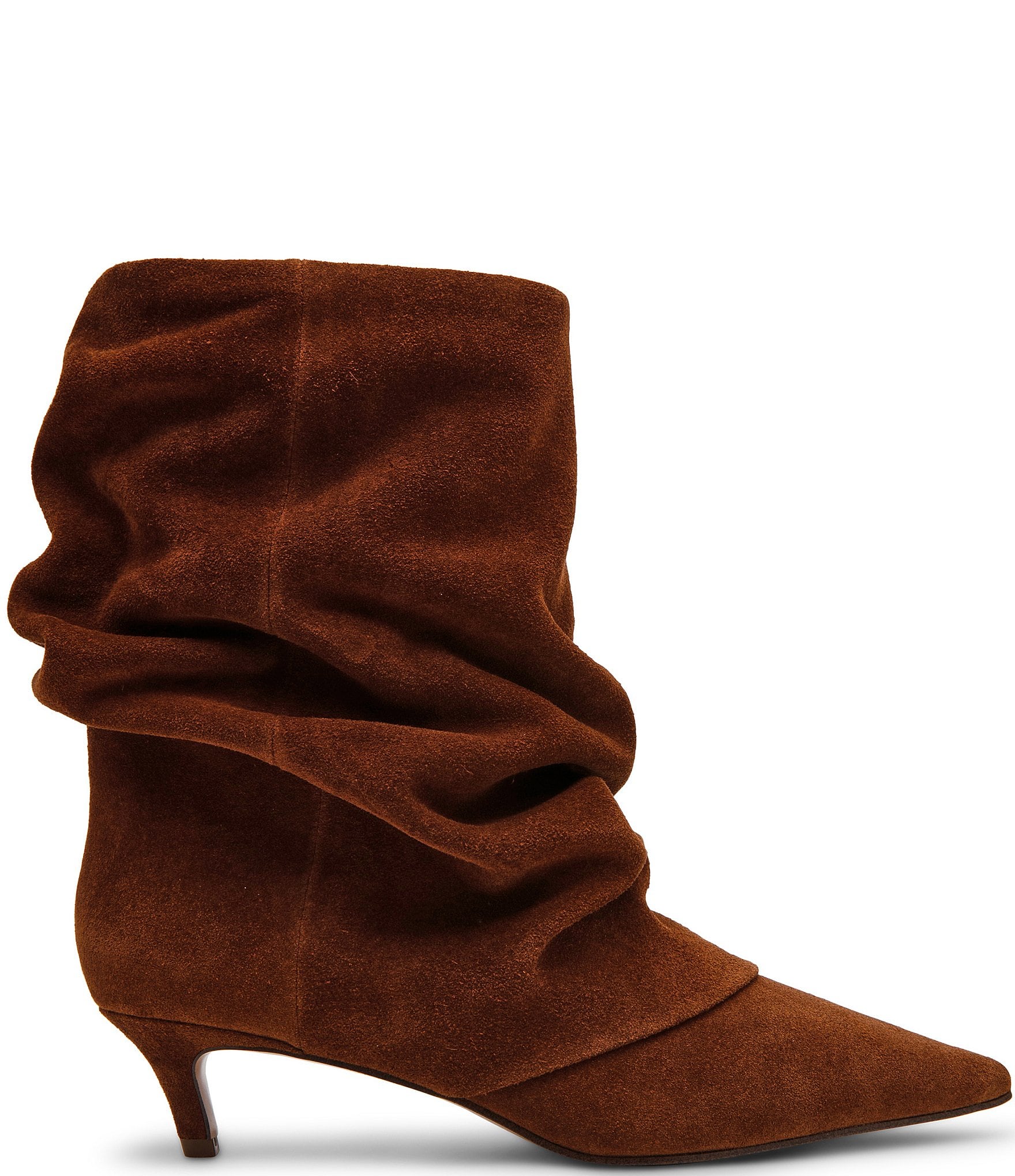 Steve Madden Lennox Suede Slouch Cuff Pointed Toe Mid Calf Boots