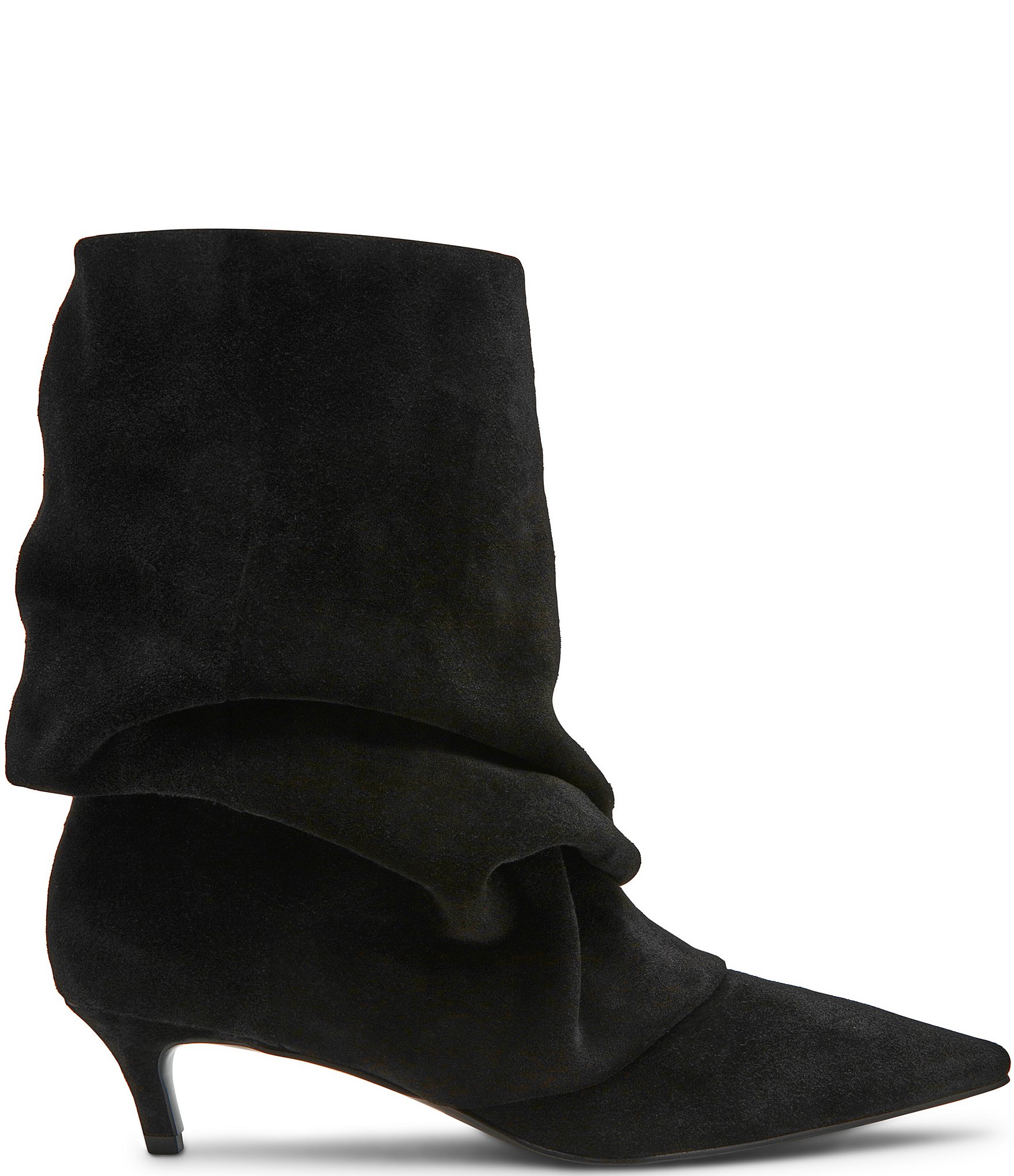 Steve Madden Lennox Suede Slouch Cuff Pointed Toe Mid Calf Boots