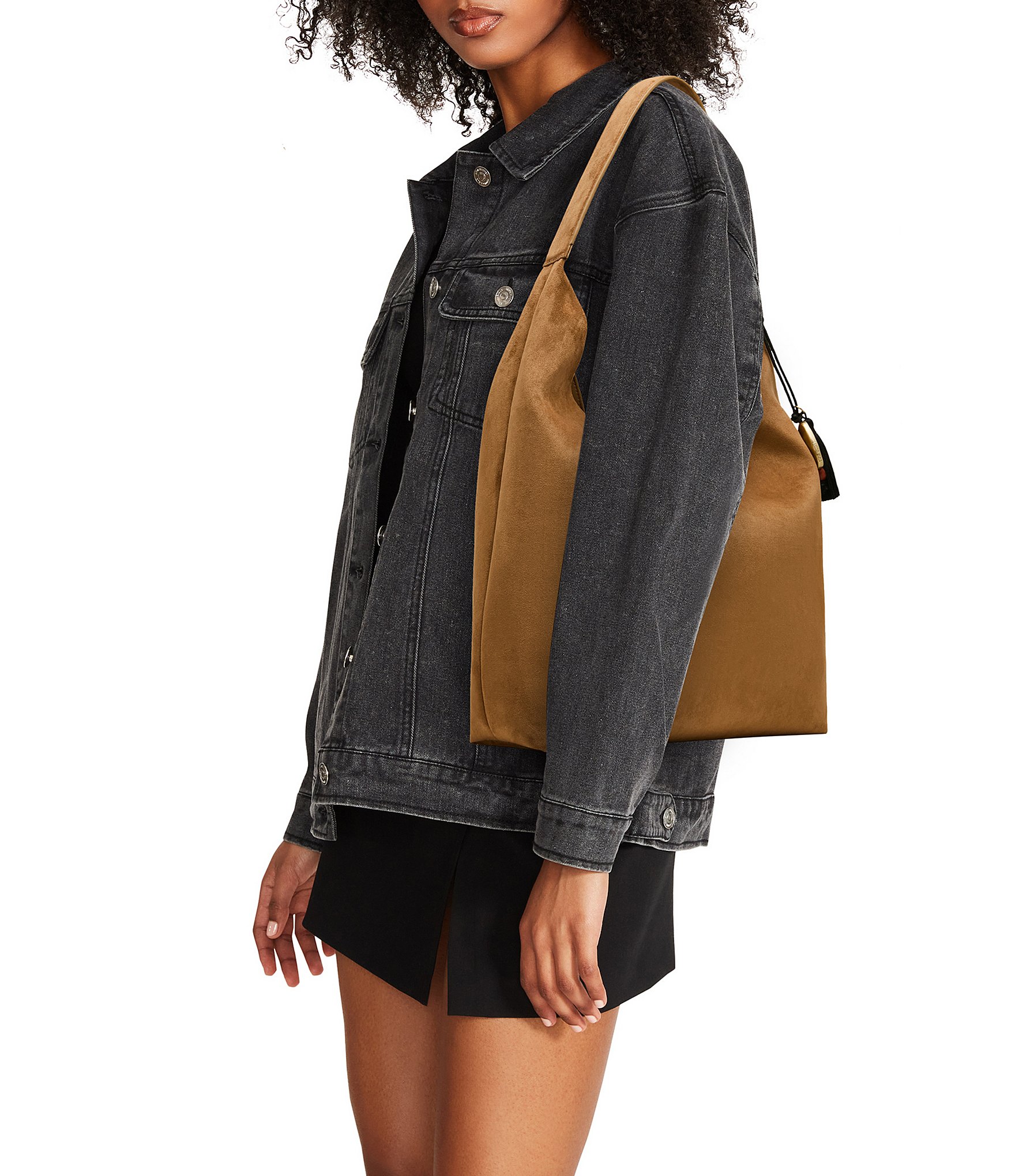 Steve Madden Lenore Suede Tassel Bag Charm Hobo Shoulder Bag