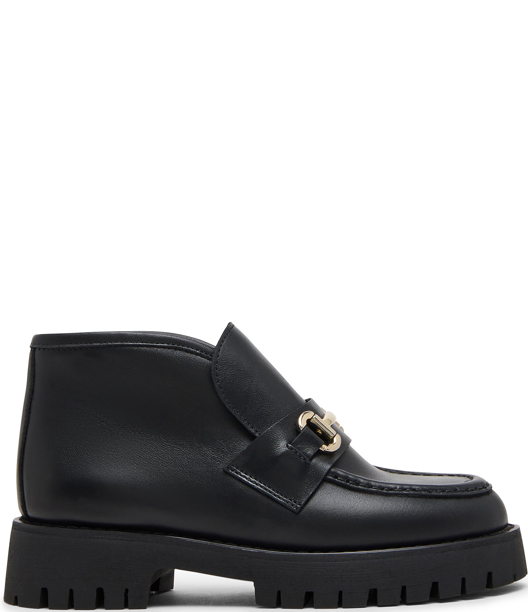 Steve Madden Leon Leather Bit Buckle High-Top Platform Loafers