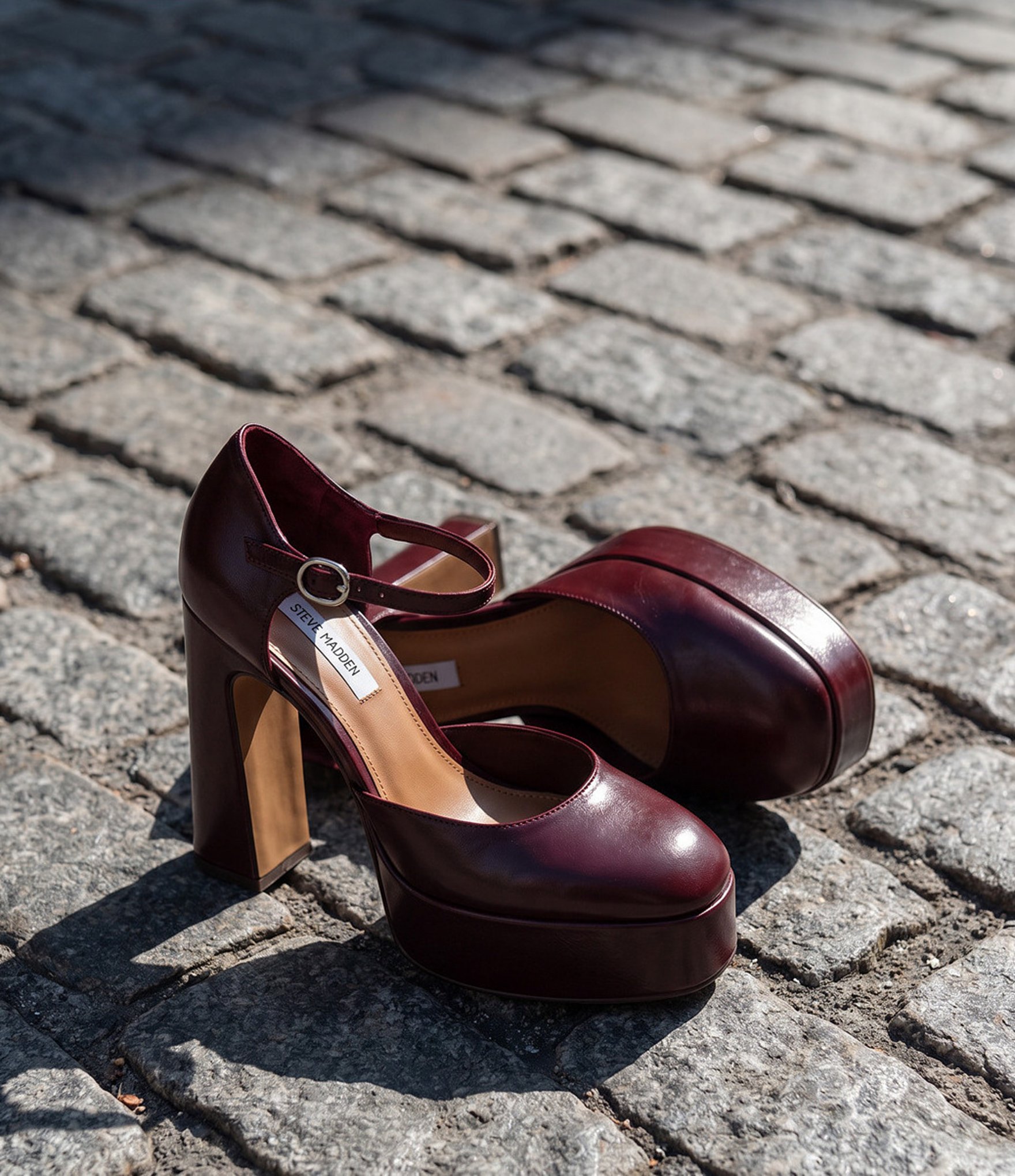 Steve Madden Lexie Leather Block Heel Platform Dress Pumps