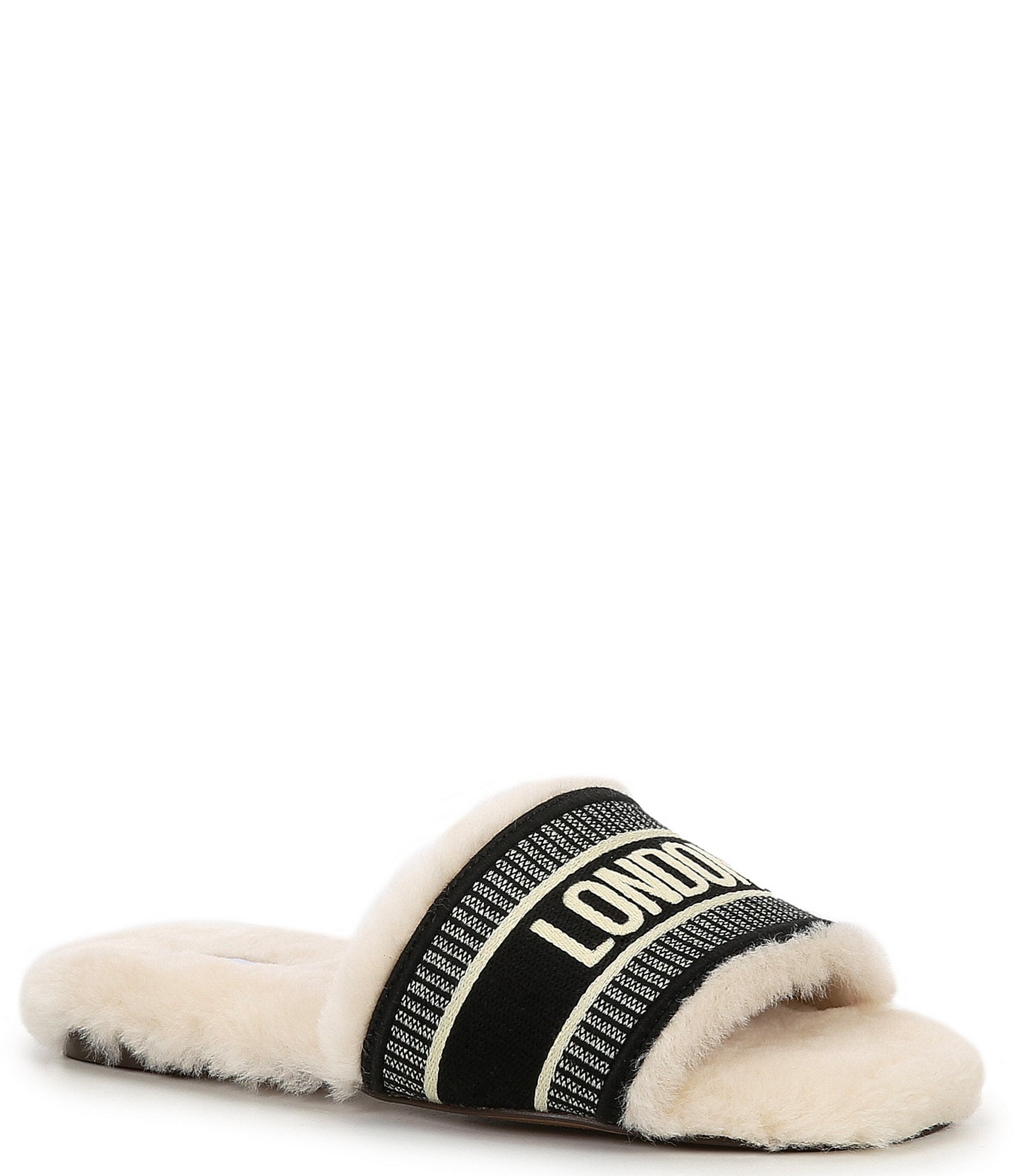Steve Madden London Knox-F Fur Lined Flat Slide Sandals | Dillard's