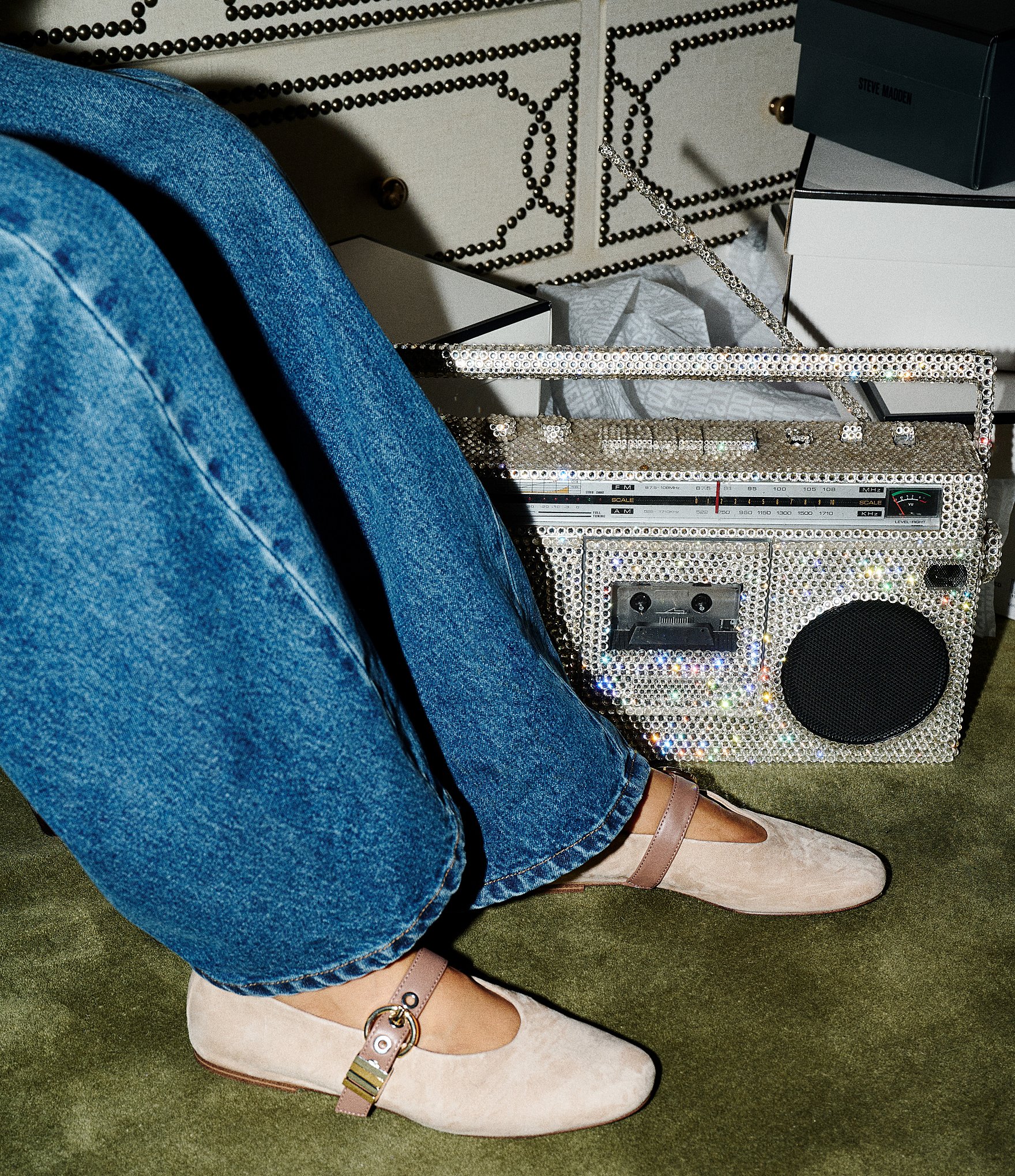 Steve Madden Lucia Suede Buckle Hardware Mary Jane Ballet Flats