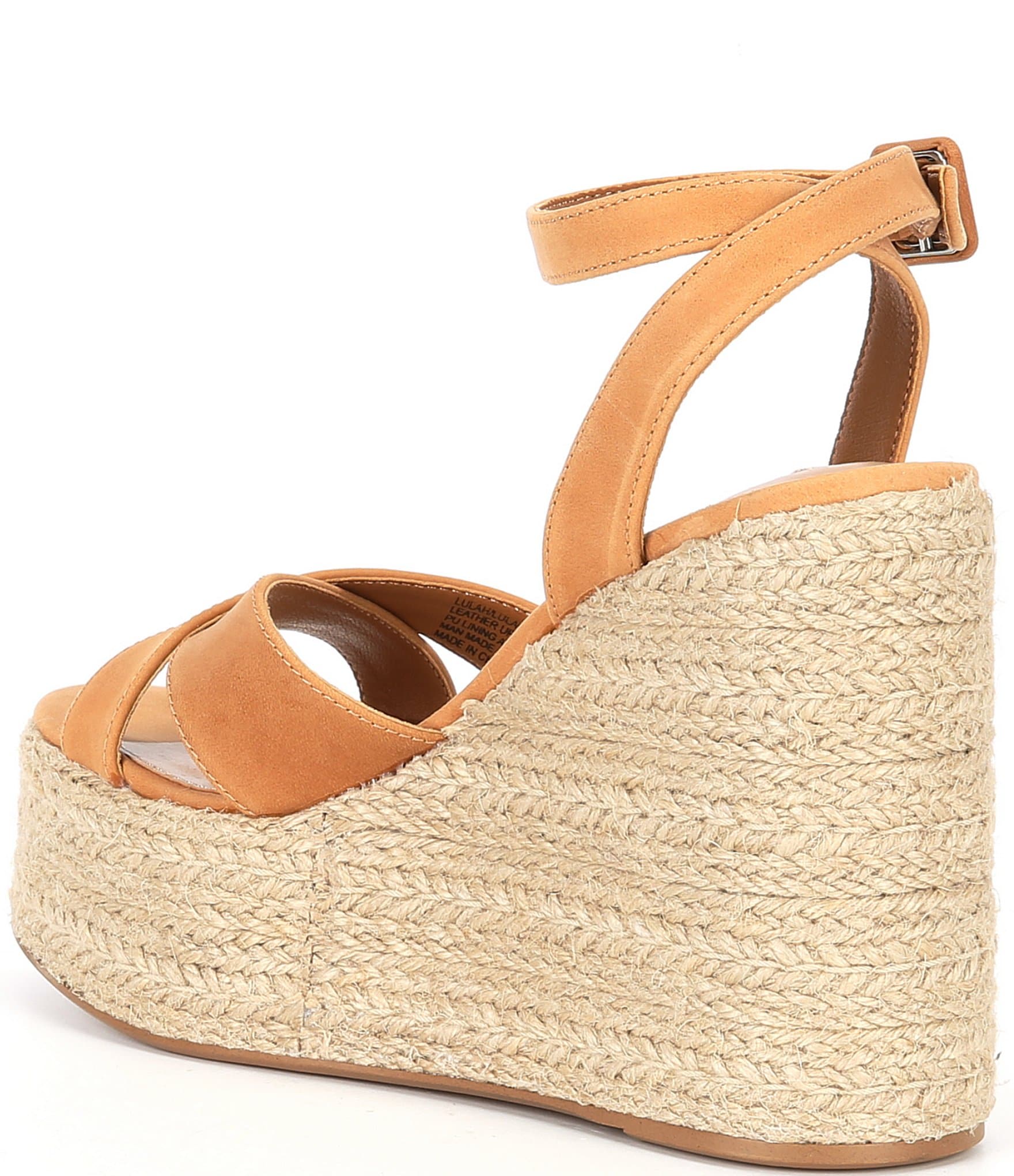 Steve Madden Lulah Leather Raffia Platform Wedge Sandals