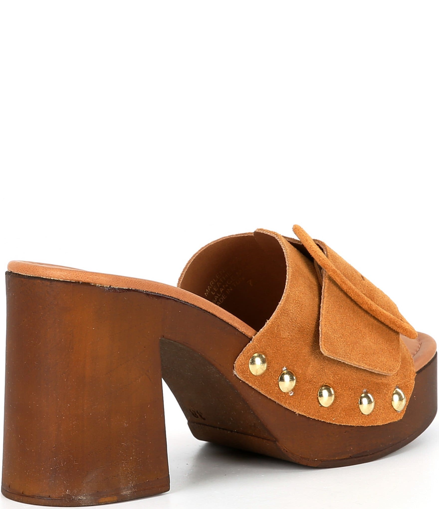 Steve Madden Marlena Suede Buckle Wooden Clog Slides