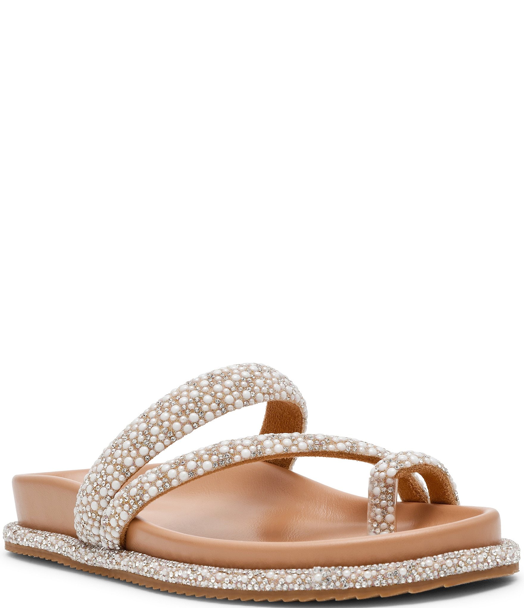 Steve Madden Mars Rhinestone and Pearl Embellished Toe Loop