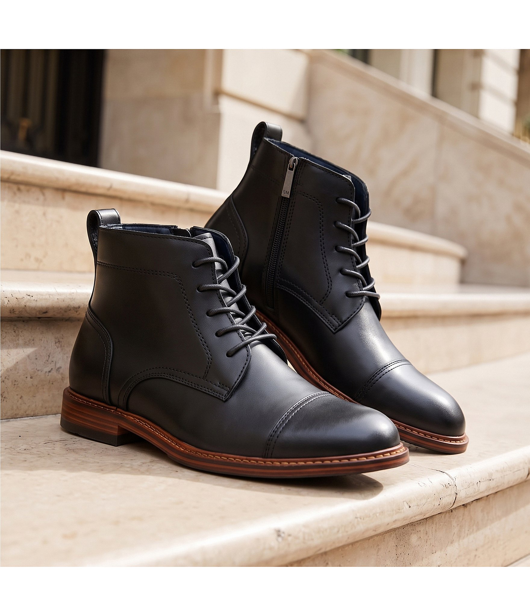 Steve Madden Men's Ebner Leather Cap Toe Boots
