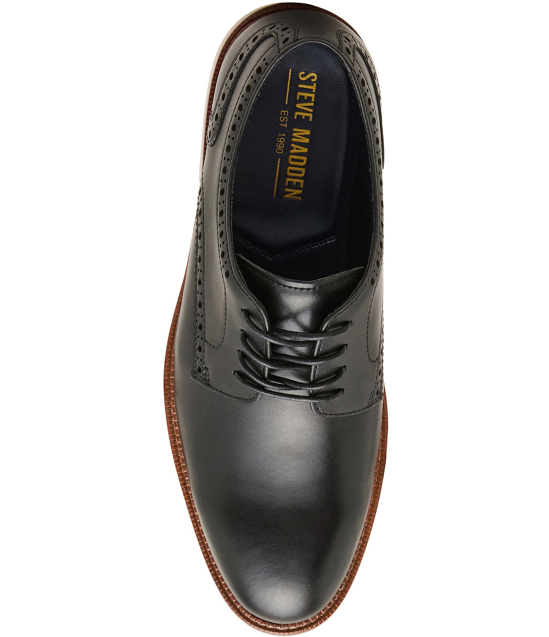 Steve Madden Men's Enzoo Leather Brogue Detail Derby Oxfords