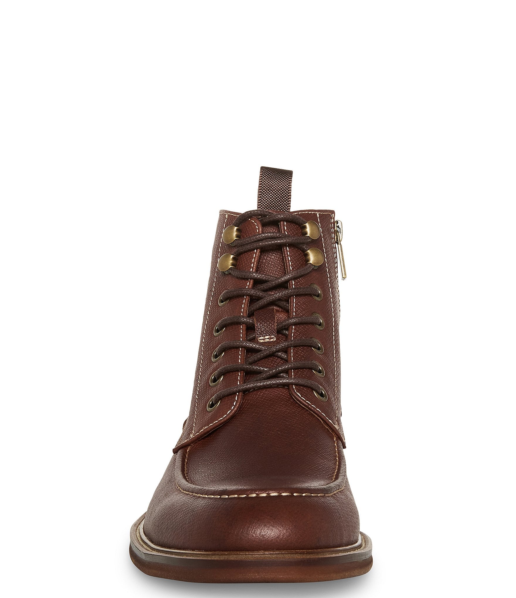 Steve Madden Men's Holger Lace-Up Moc-Toe Leather Boots