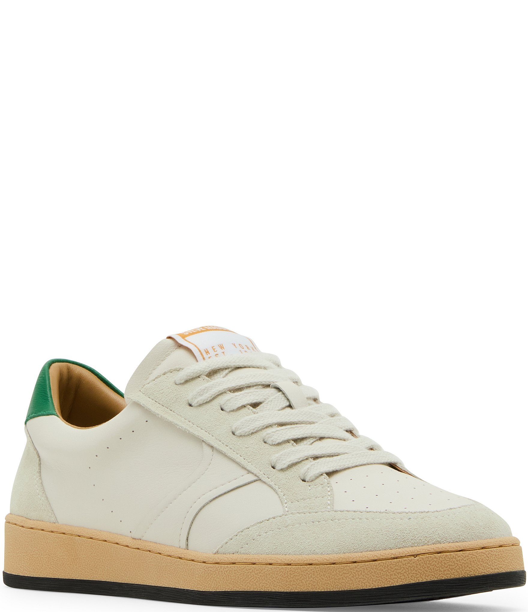 Steve Madden Men's Prismo Leather and Suede Perforated Detail Lace Up Sneakers