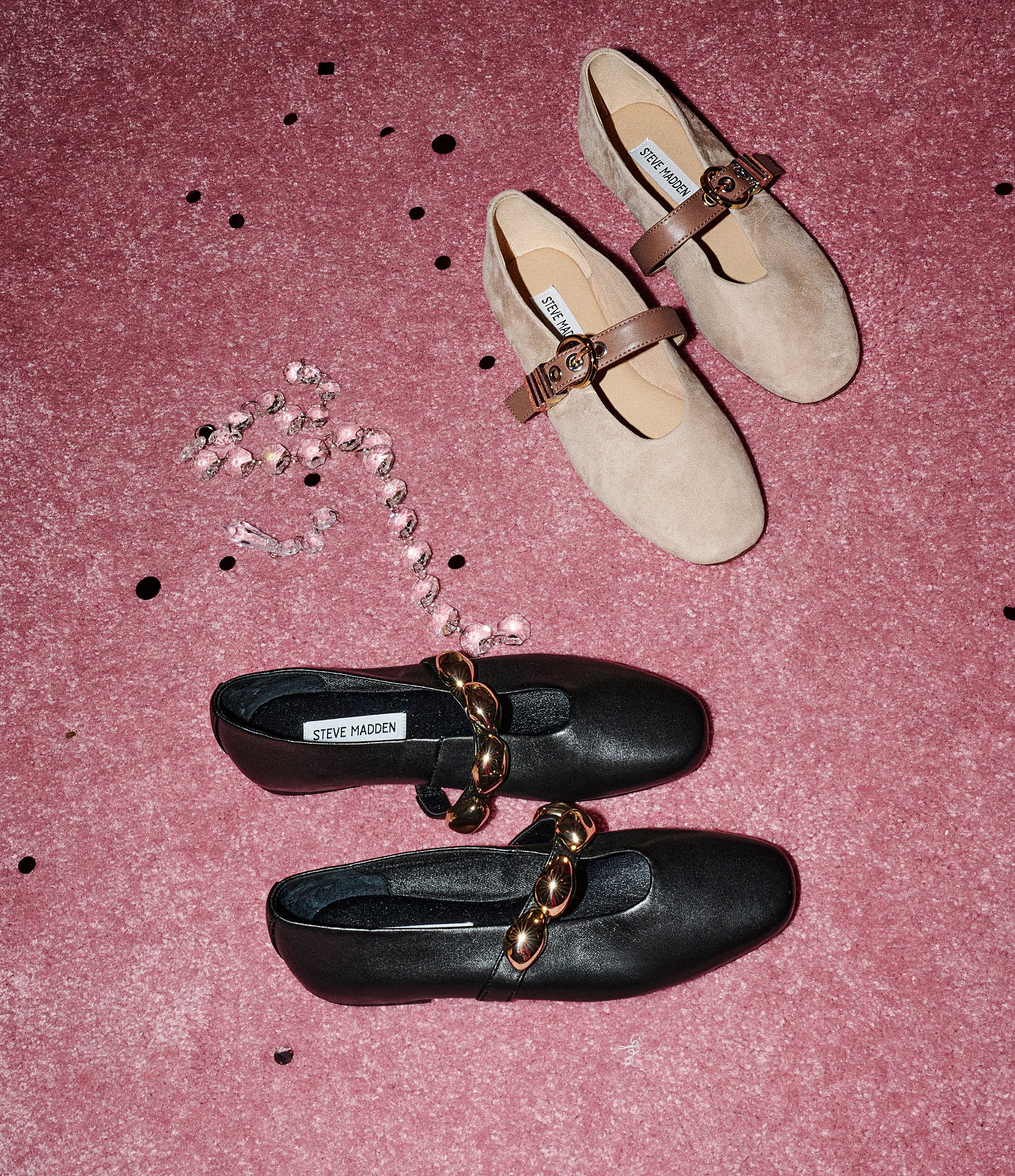 Steve Madden Poppin Leather Ornamented Mary Jane Ballet Flats