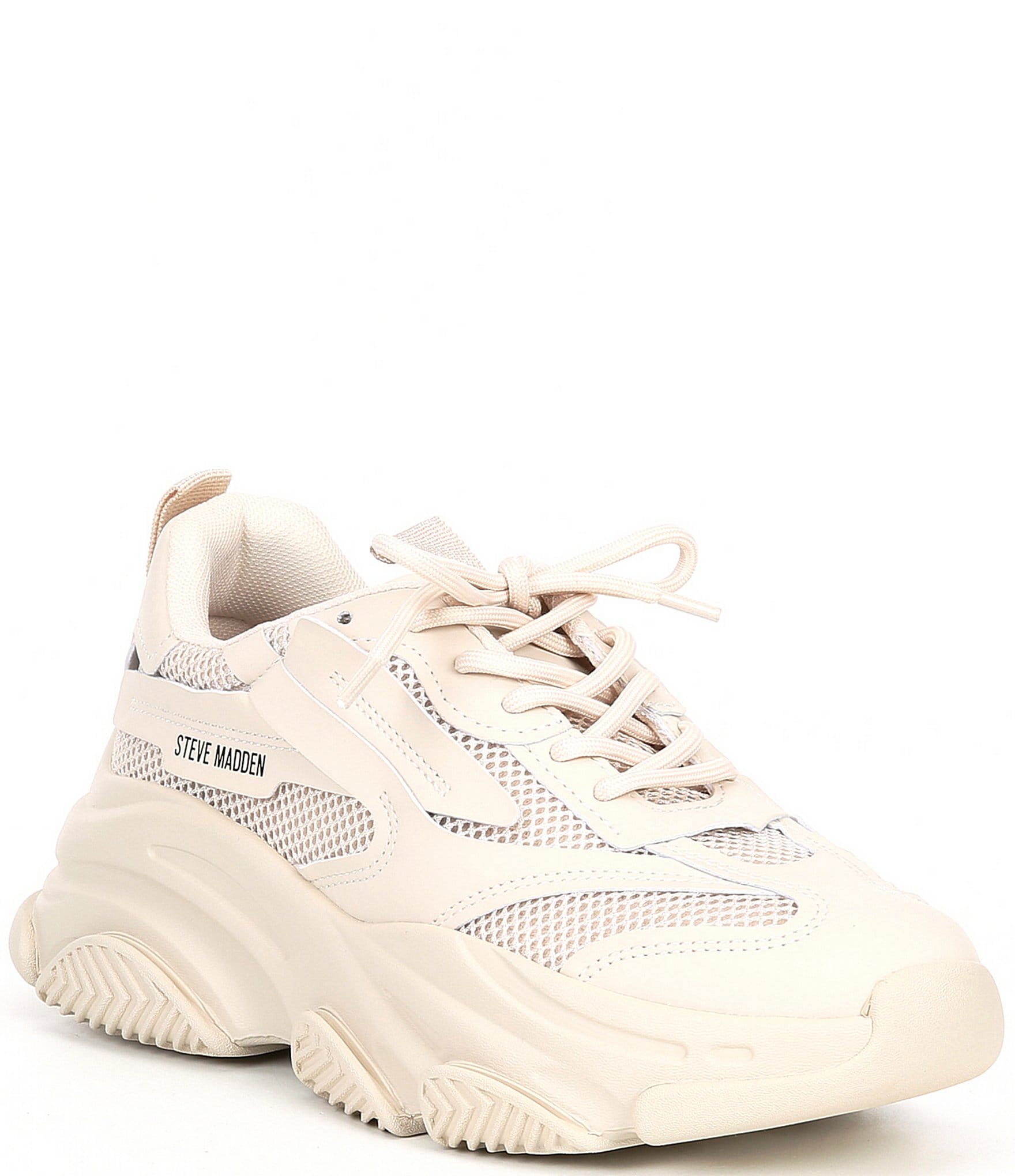 Steve Madden Possession Sneakers In Beige Leather