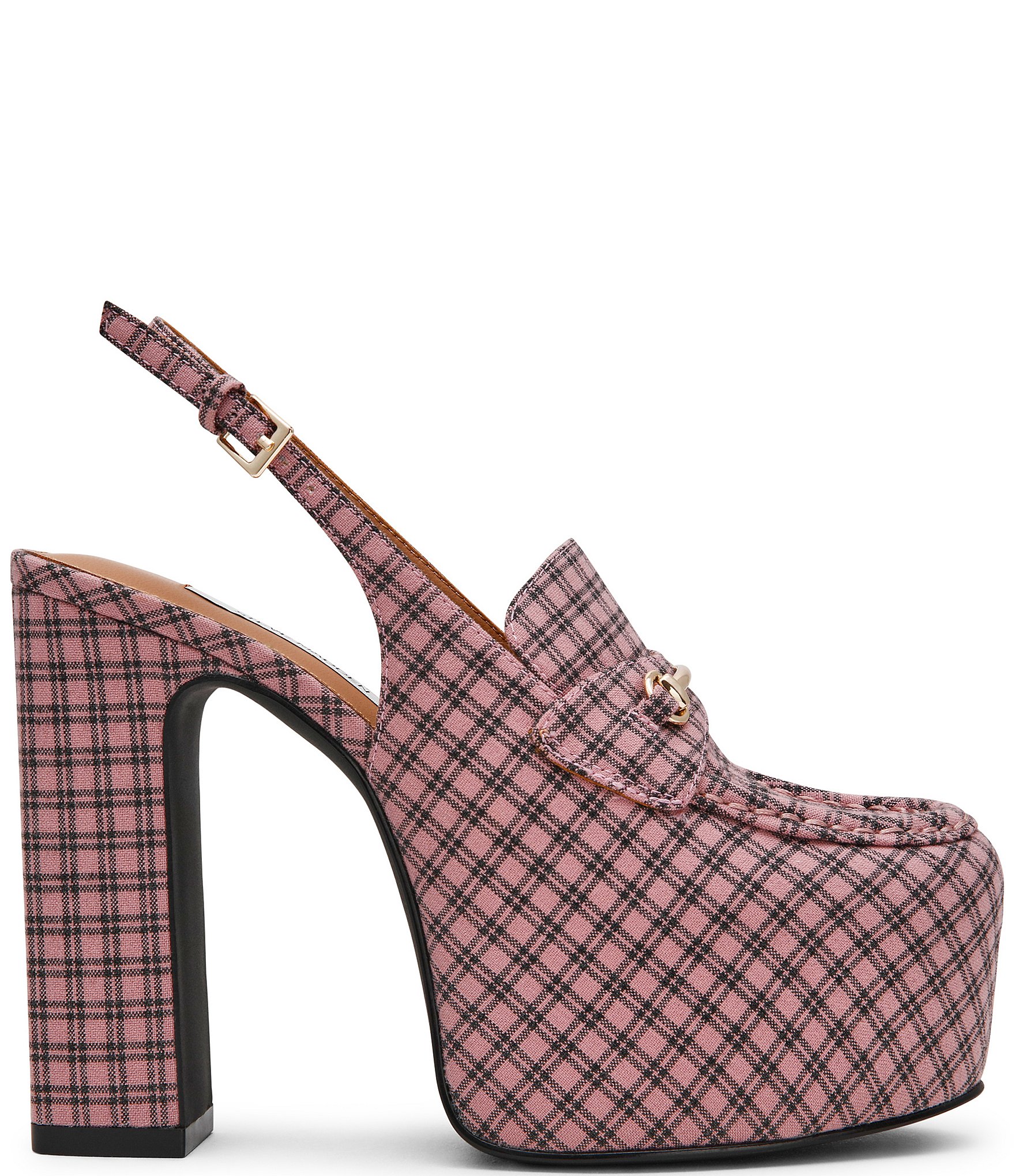 Steve Madden Quinn Plaid Print Slingback Platform Pumps