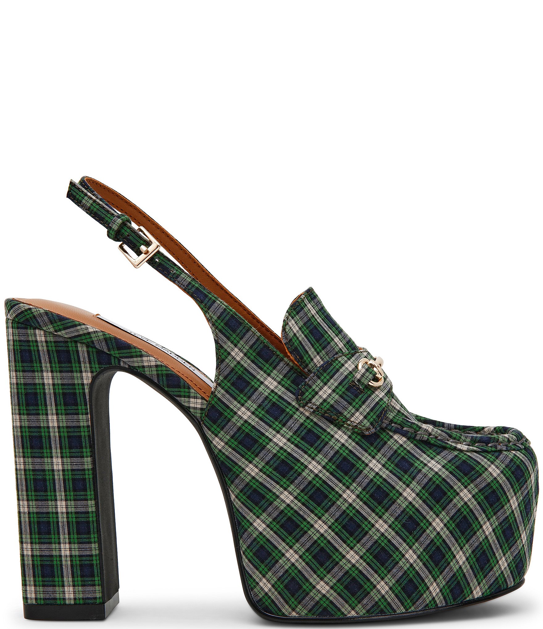 Steve Madden Quinn Plaid Print Slingback Platform Pumps