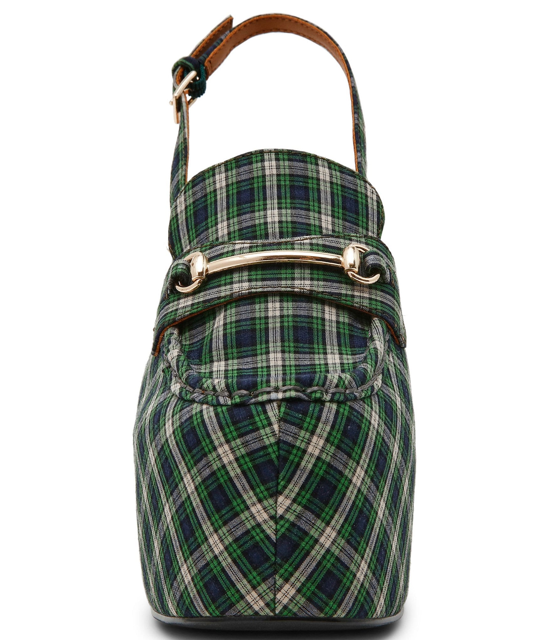 Steve Madden Quinn Plaid Print Slingback Platform Pumps