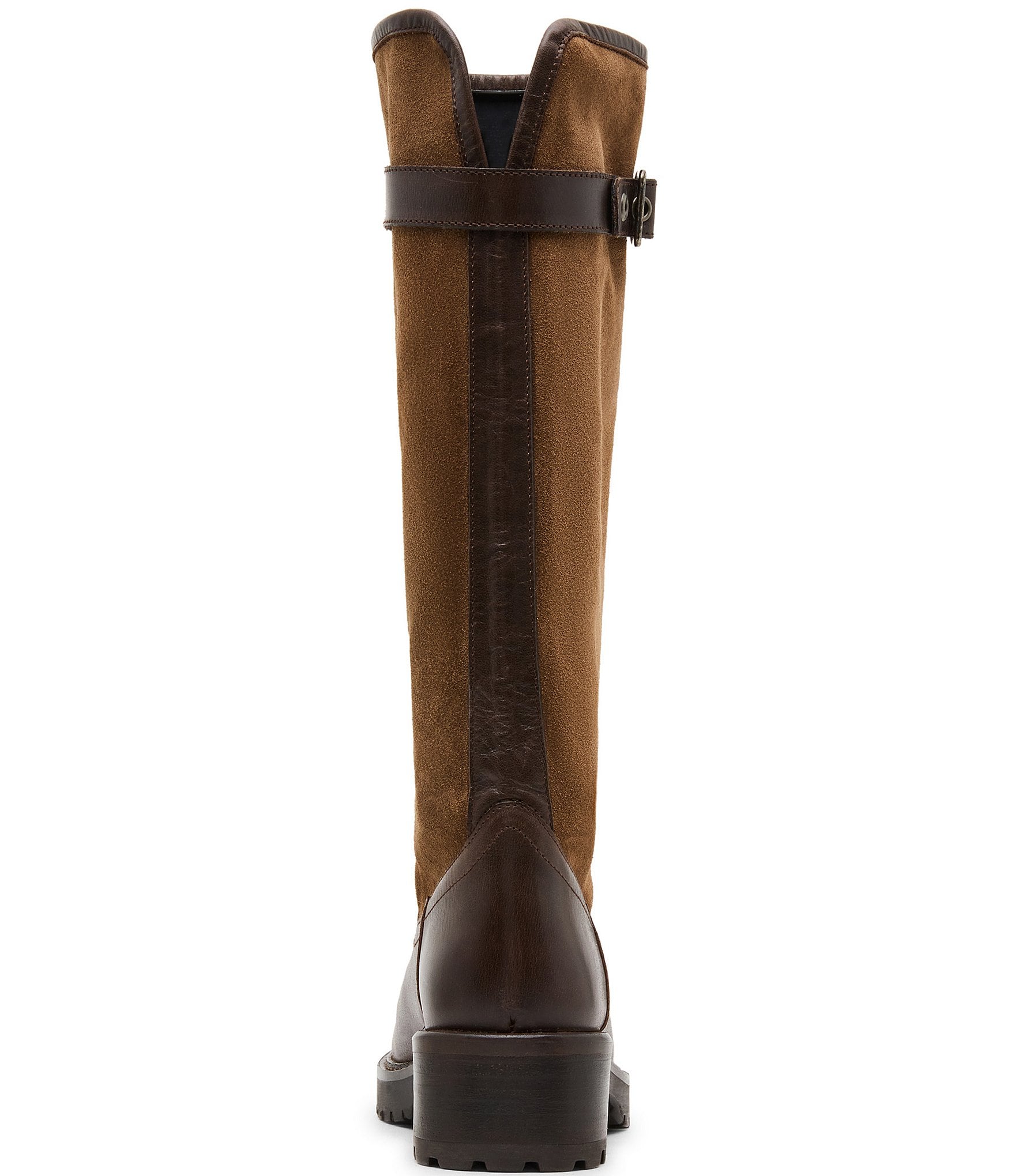 Steve Madden Ramble Leather and Suede Square Toe Riding Boots