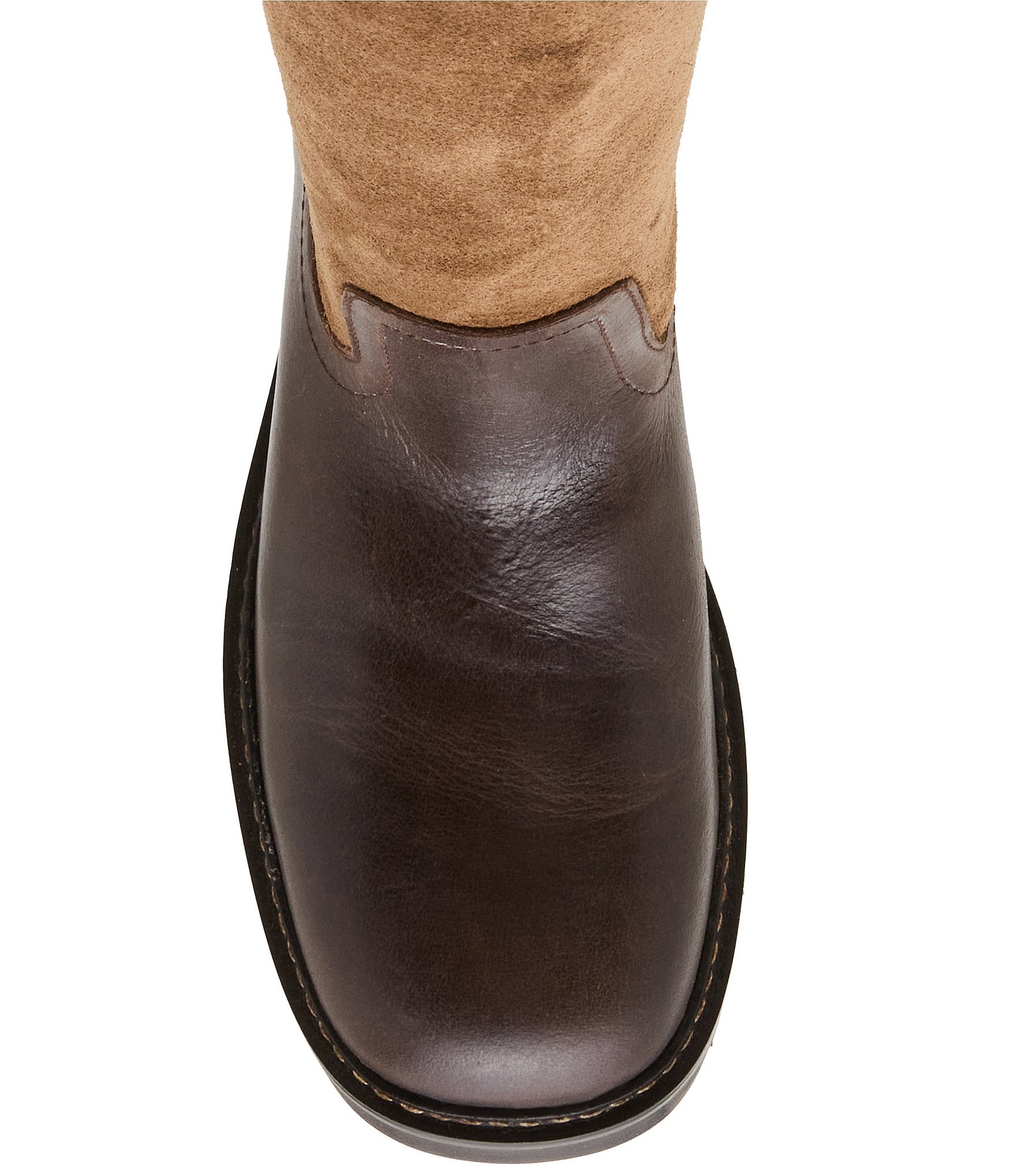 Steve Madden Ramble Leather and Suede Square Toe Riding Boots