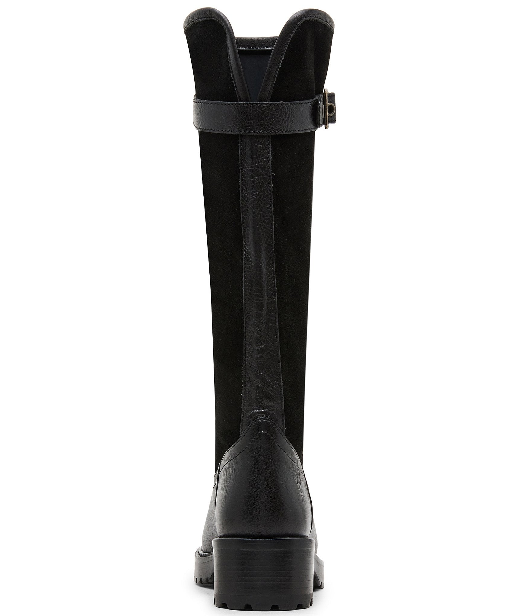 Steve Madden Ramble Leather and Suede Square Toe Riding Boots
