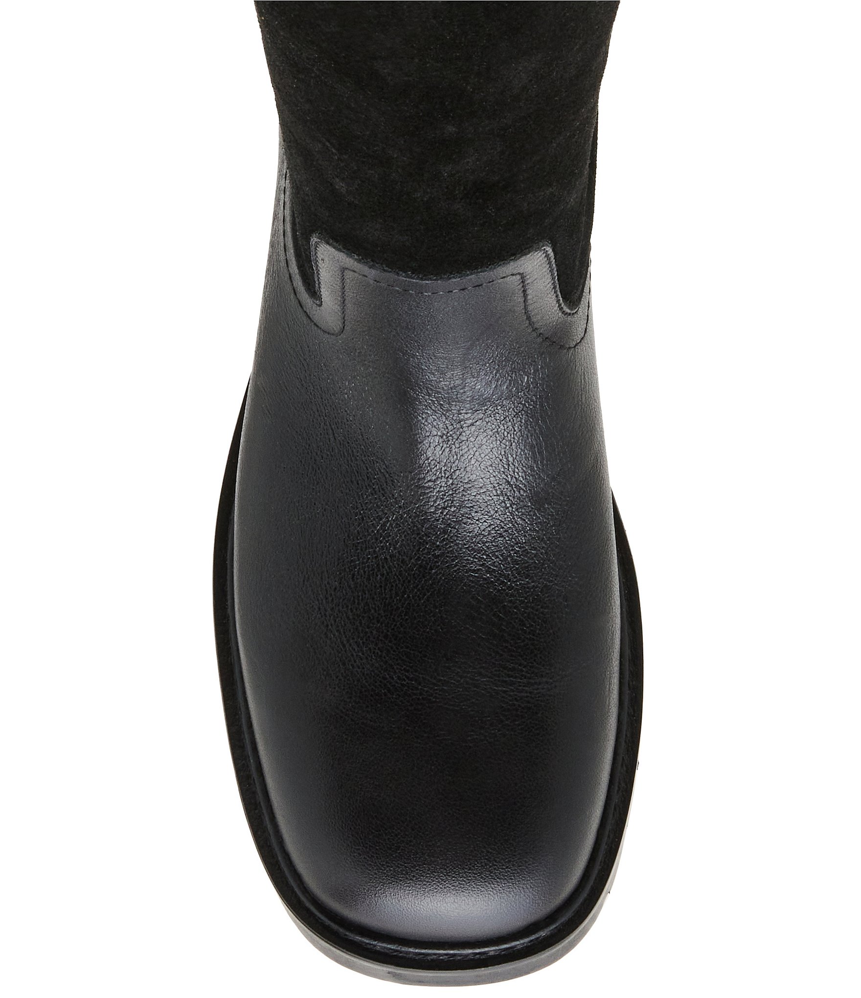 Steve Madden Ramble Leather and Suede Square Toe Riding Boots
