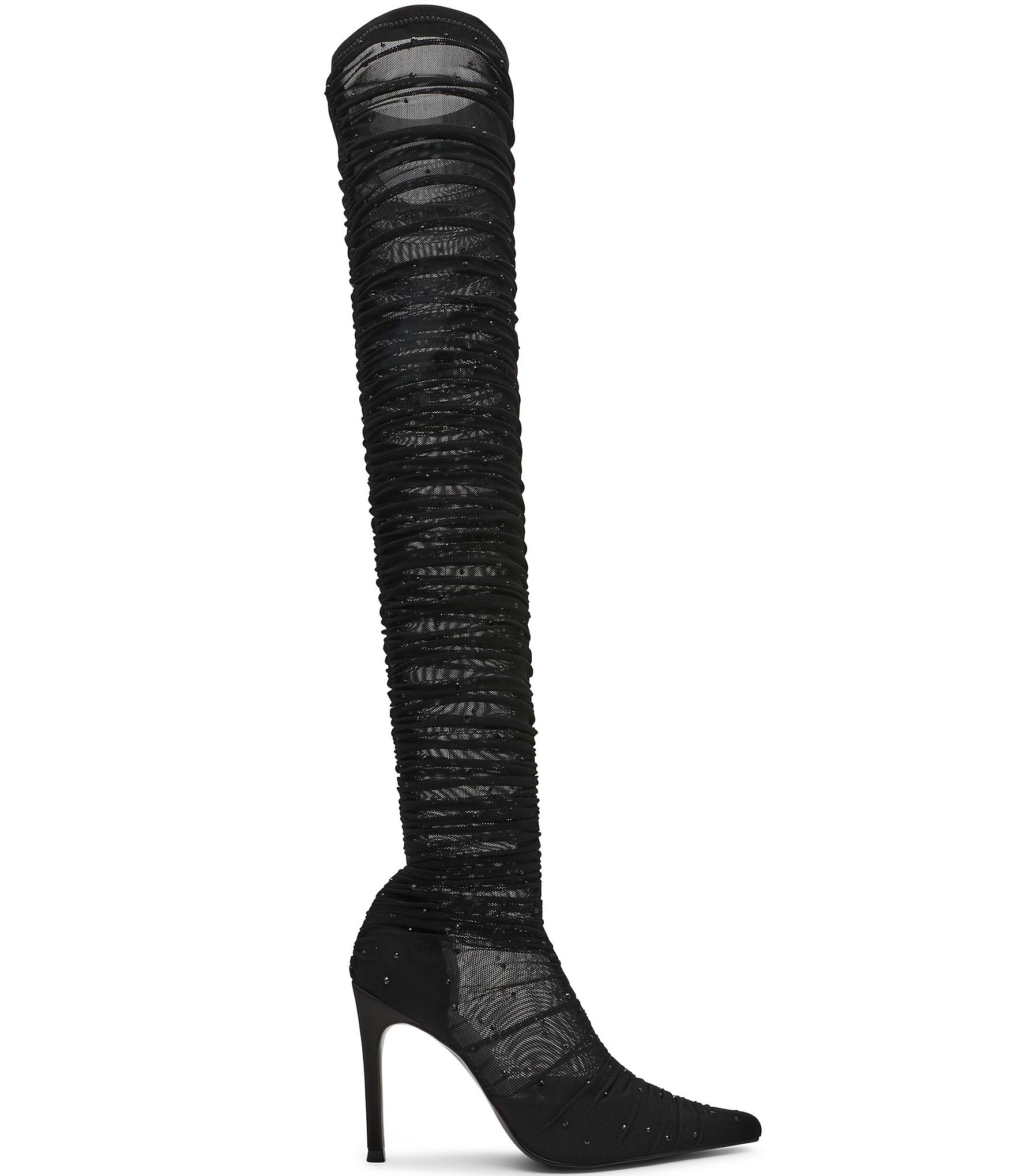 Steve Madden Rashida Mesh Rhinestone Pointed Toe Over the Knee Boots