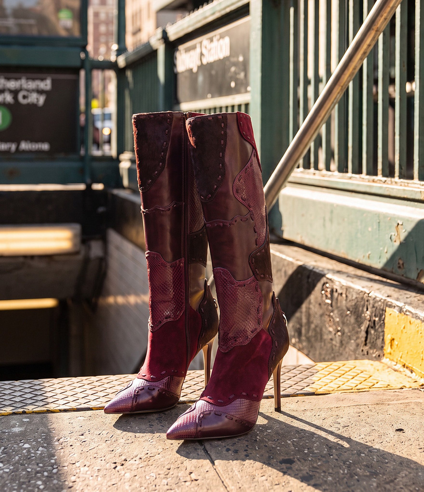 Steve Madden Revive Patchwork Haircalf Tall Boots