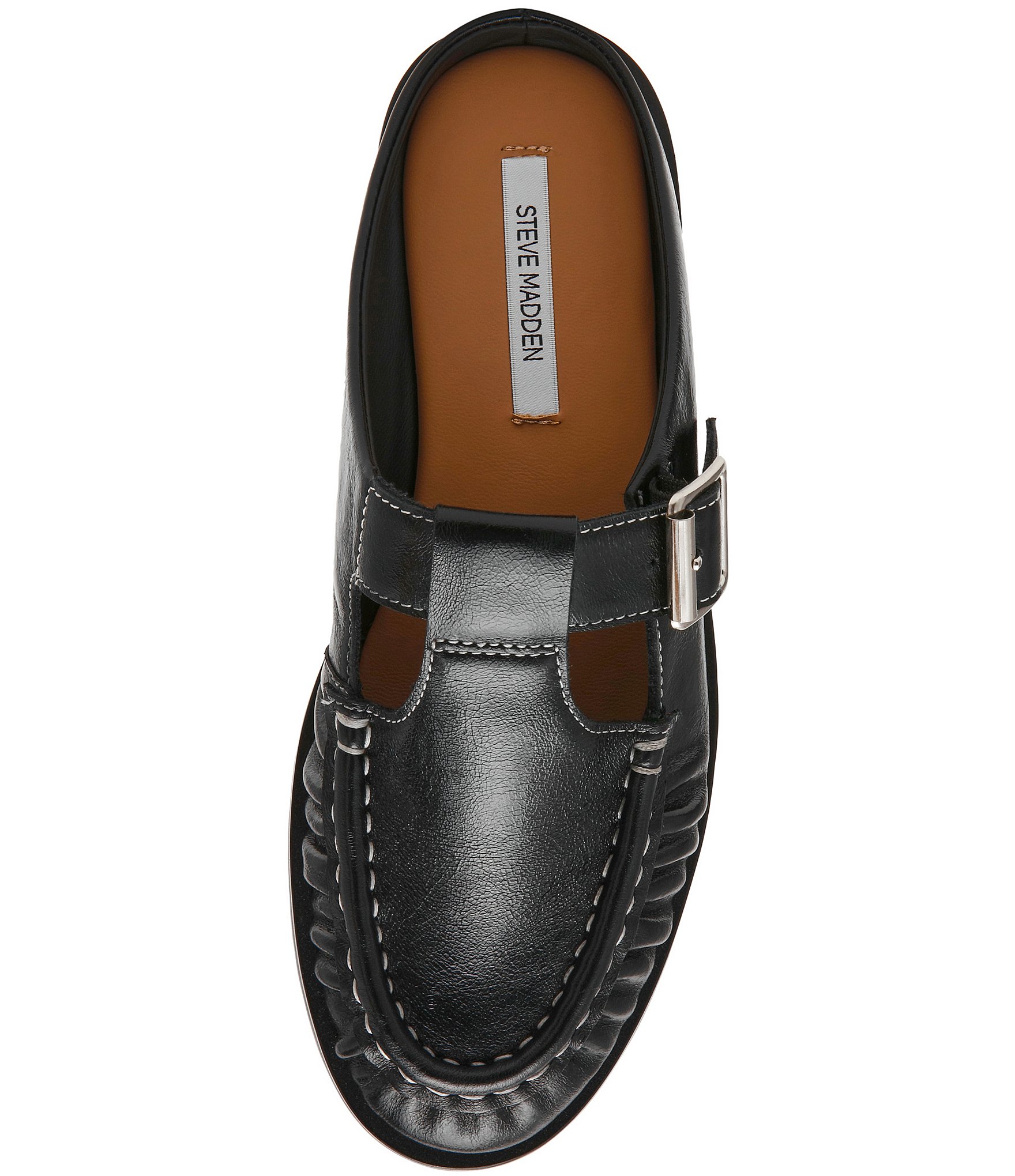 Steve Madden Rona Leather Buckle Strap Loafer Mules
