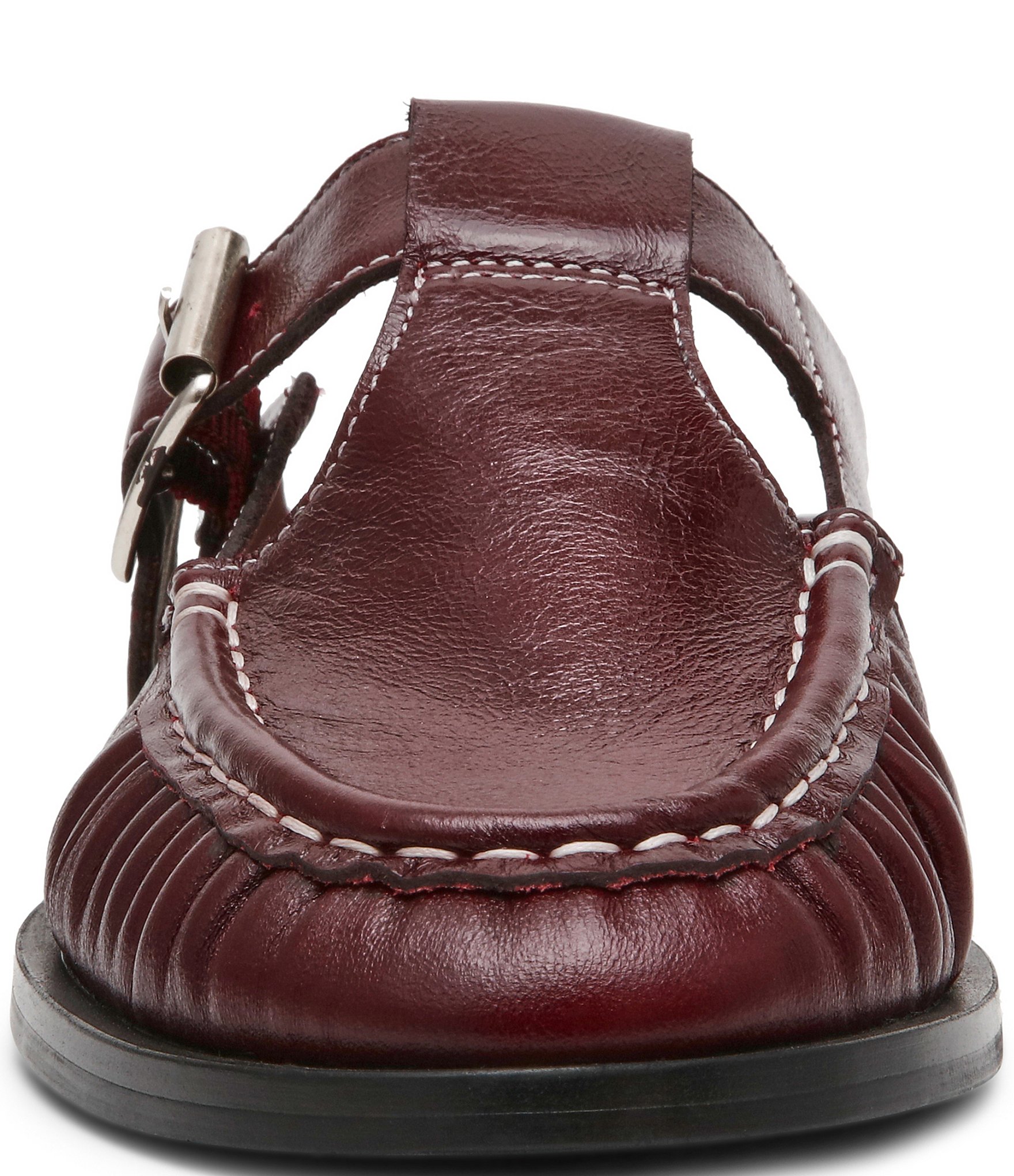 Steve Madden Rona Leather Buckle Strap Loafer Mules