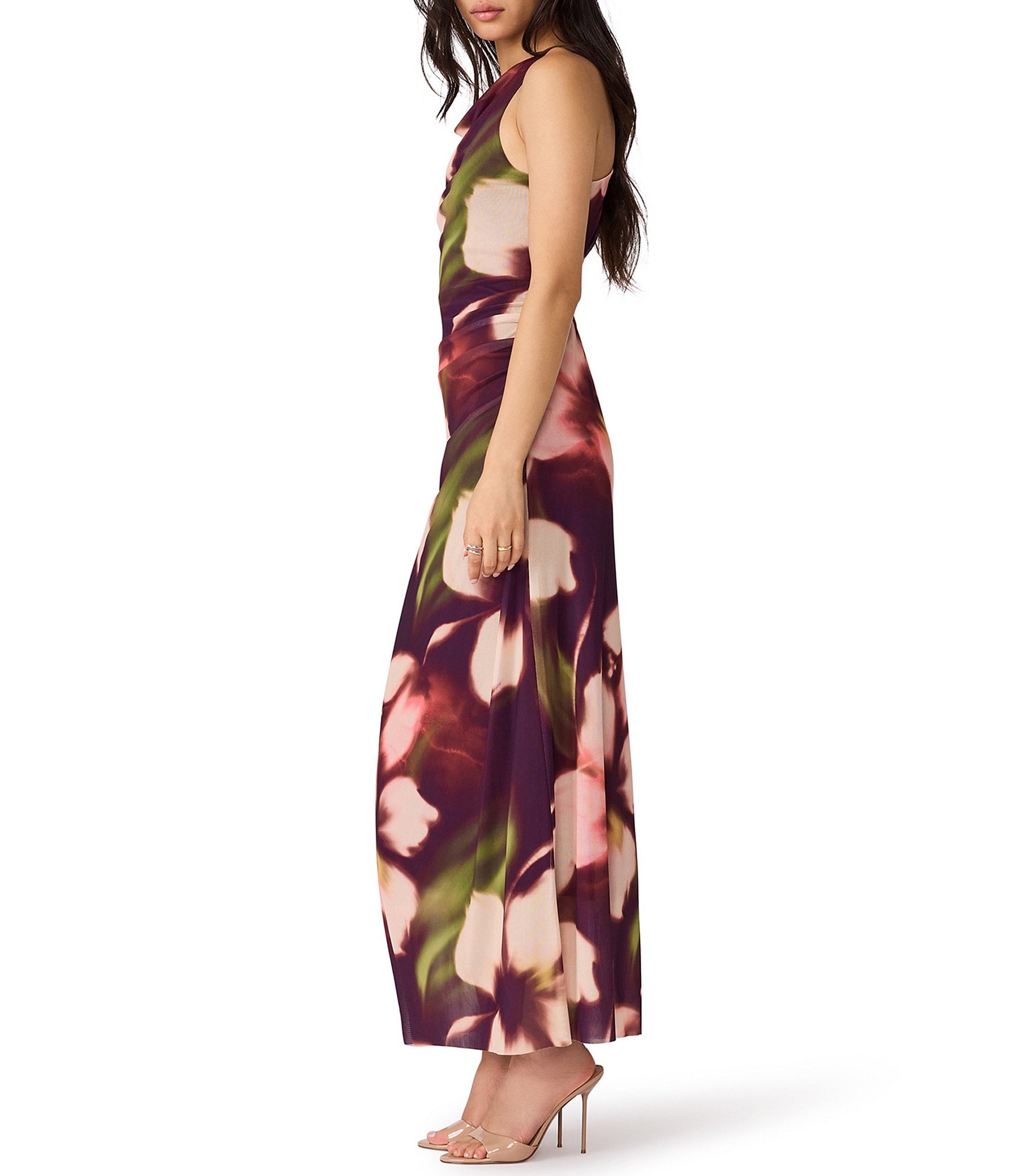 Steve Madden Rylen Floral Mesh High Neck Sleeveless Maxi Dress