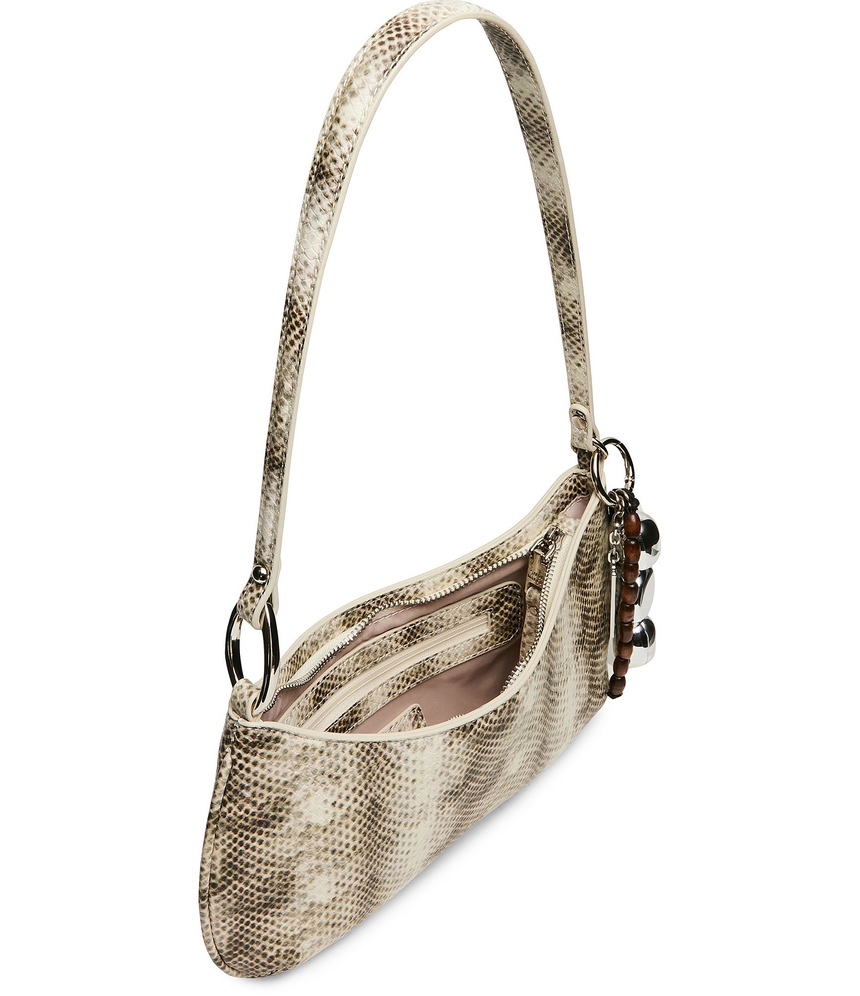 Steve Madden Sabine Snake Print Beaded Bag Charm Shoulder Bag