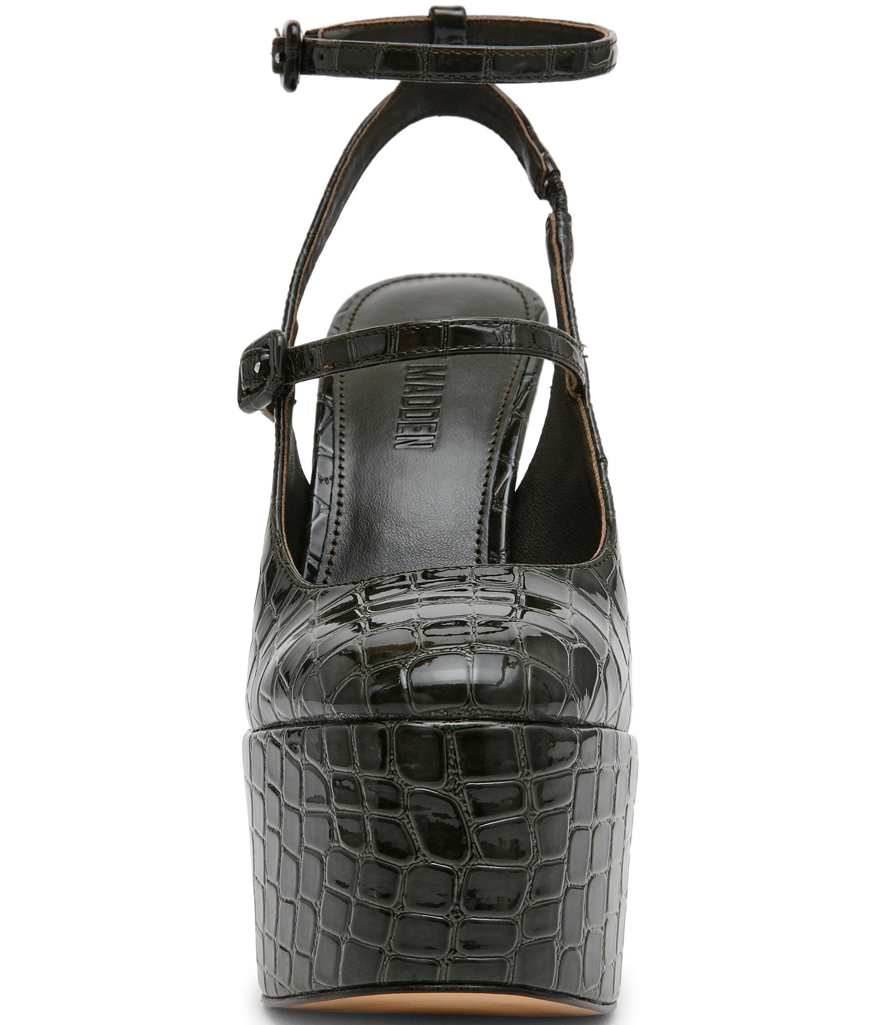 Steve Madden Scotlyn Croco Embossed Strappy Mary Jane Platform Pumps