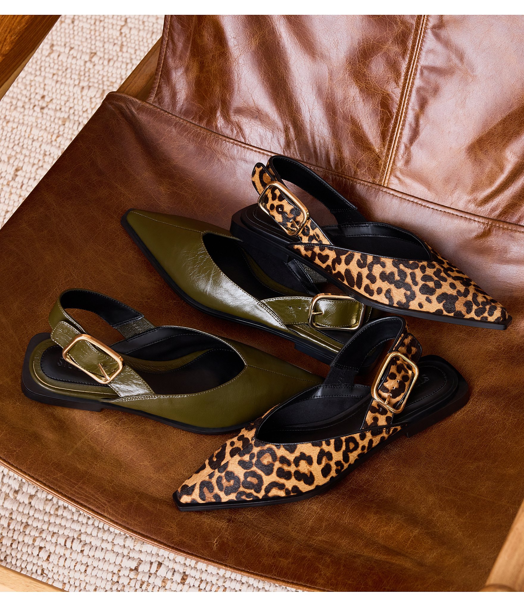 Steve Madden Shay-L Leopard Print Haircalf Slingback Flats