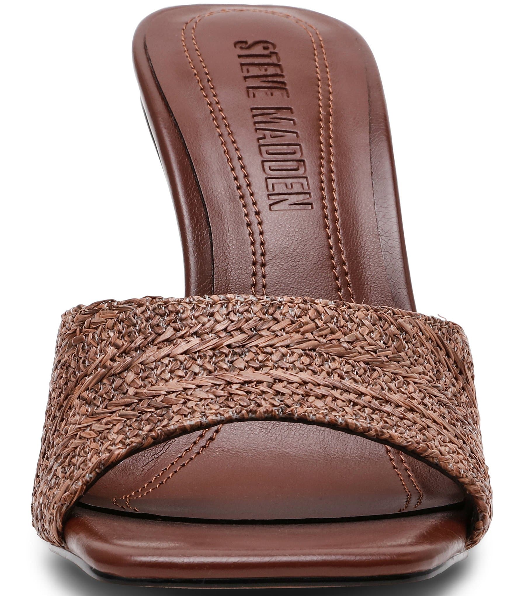 Steve Madden Sia Raffia Sculptural Beaded Ornament Heel Dress Slide Sandals