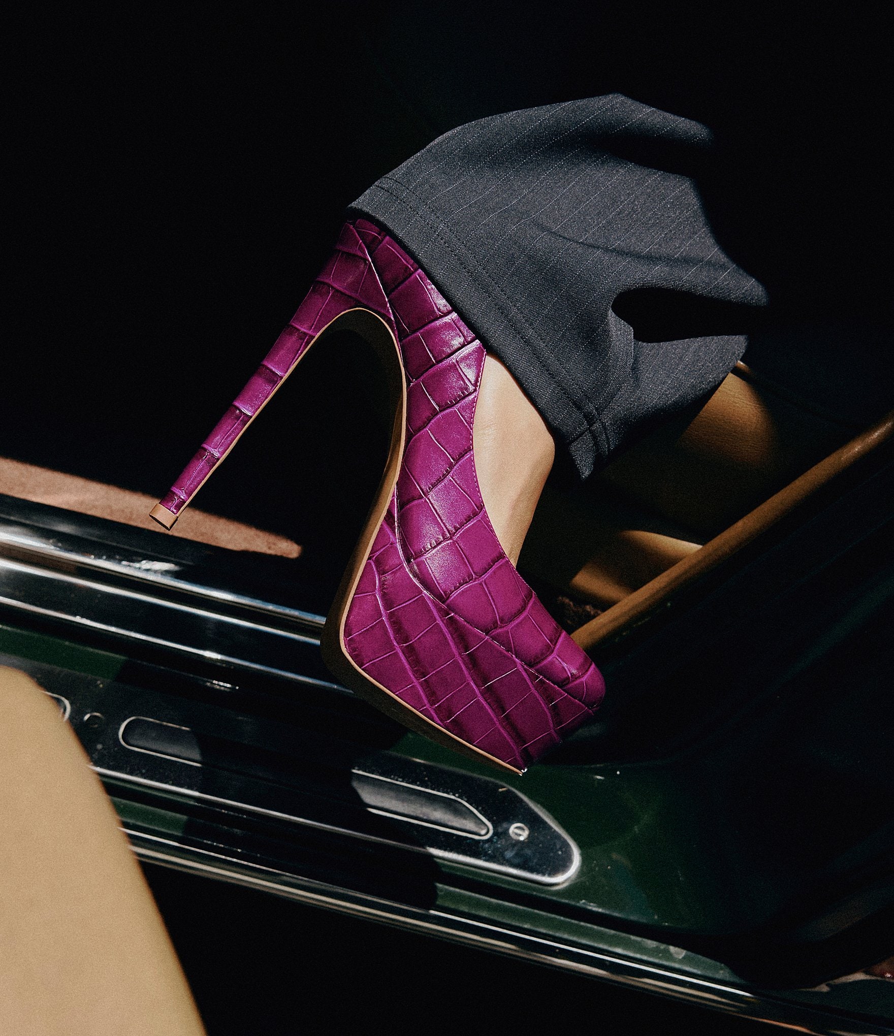 Steve Madden Silene Croco Embossed Stiletto Platform Pumps