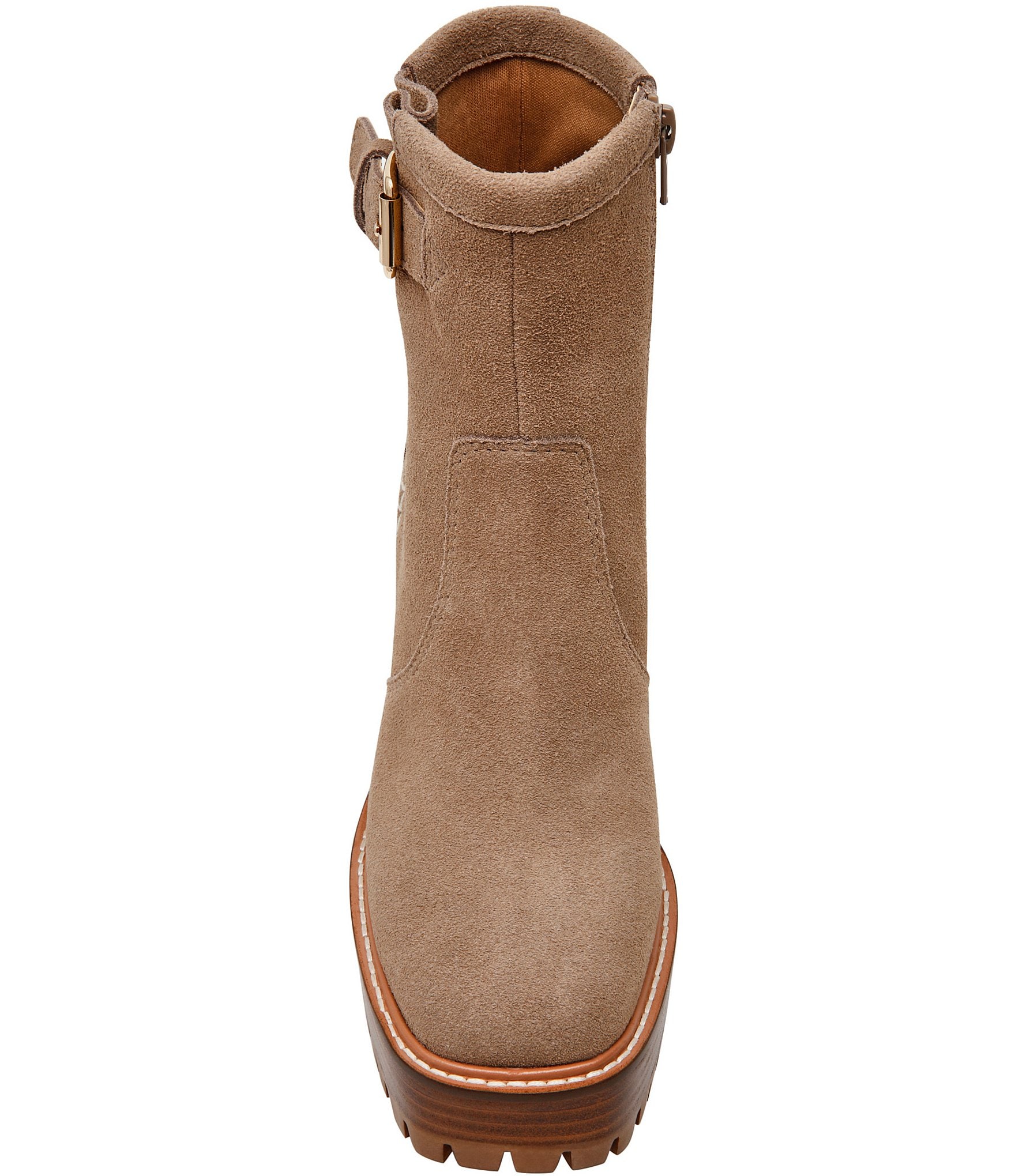 Steve Madden Summit Suede Buckle Hardware Platform Block Heel Booties