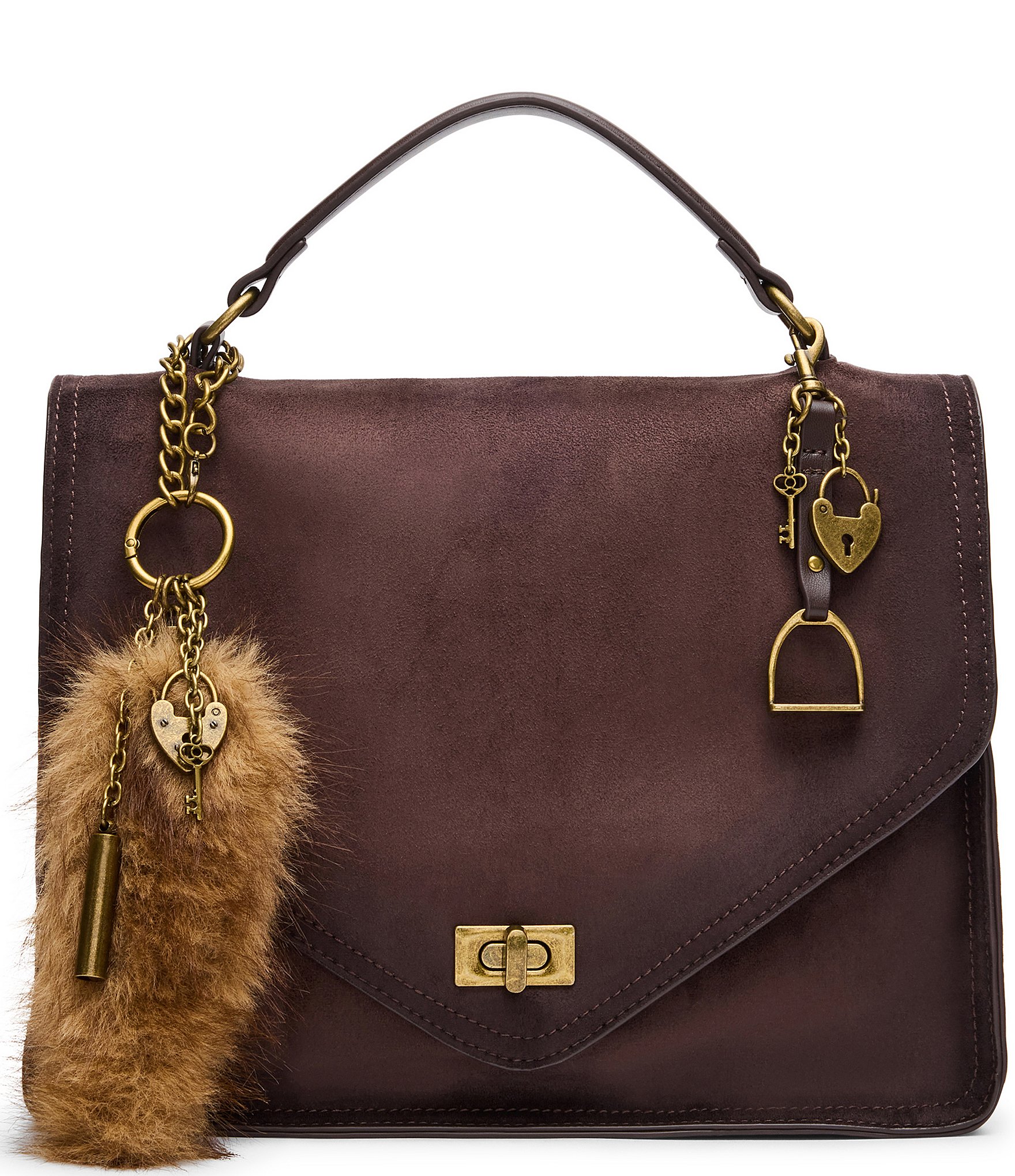 Steve Madden Theia Suede Top Handle Turnlock Satchel Bag