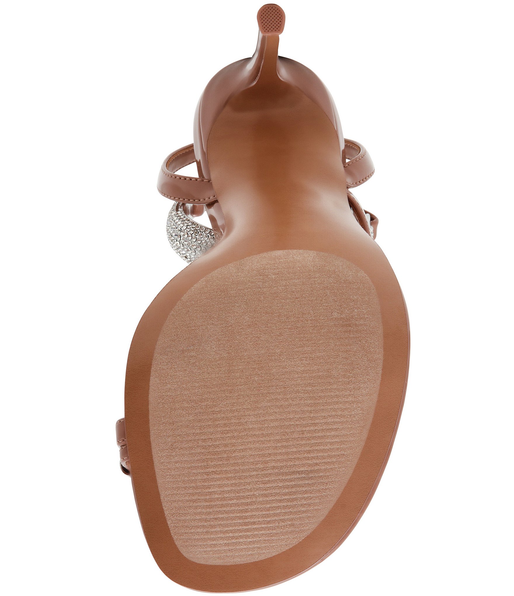 Steve Madden Tia Patent Rhinestone Ankle Strap Toe Loop Hardware Dress Sandals