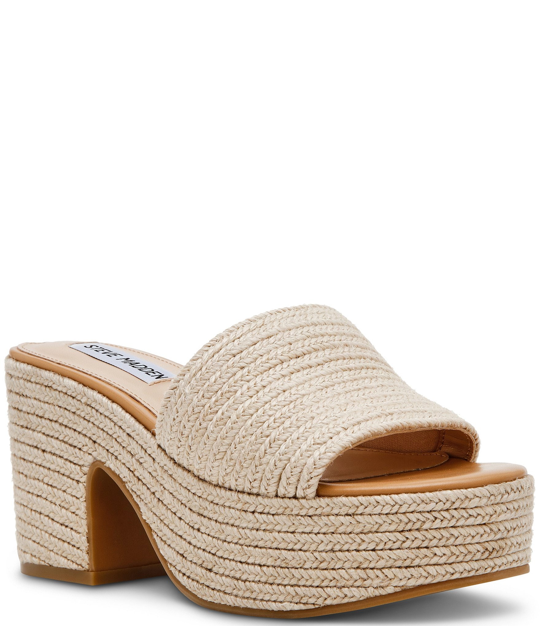 Steve Madden Trippy Woven Rope Platform Block Heel Slide Sandals