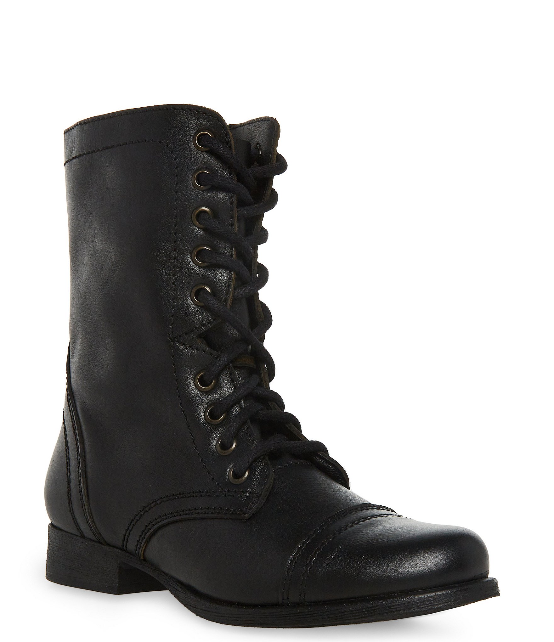 Sucio ambición Noche Steve Madden Troopa Military-Inspired Zipper Lace Up Leather Combat Boots |  Dillard's