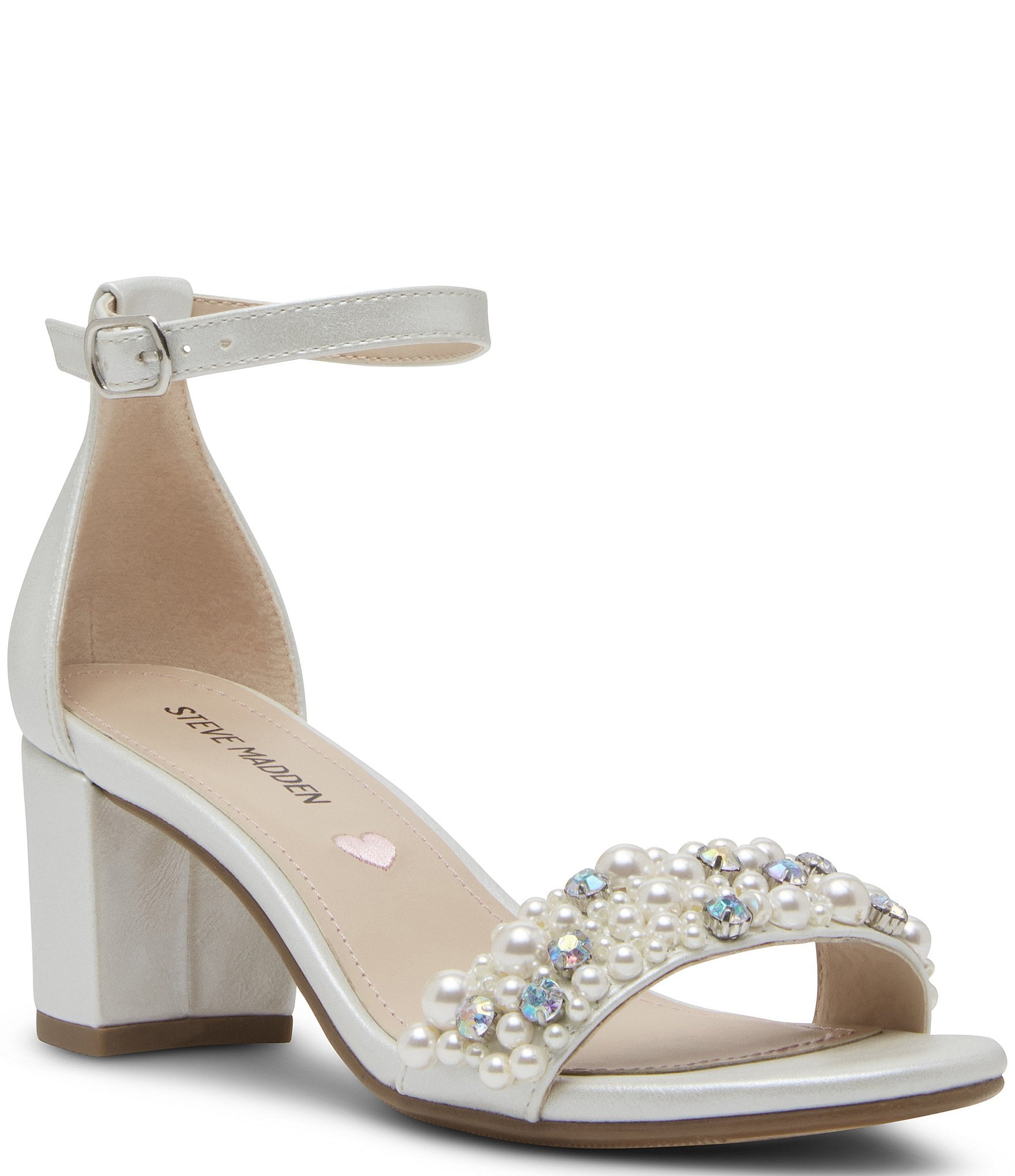 Steve Madden Tween Girls J Carrson Pearl Embellished Dress Sandals