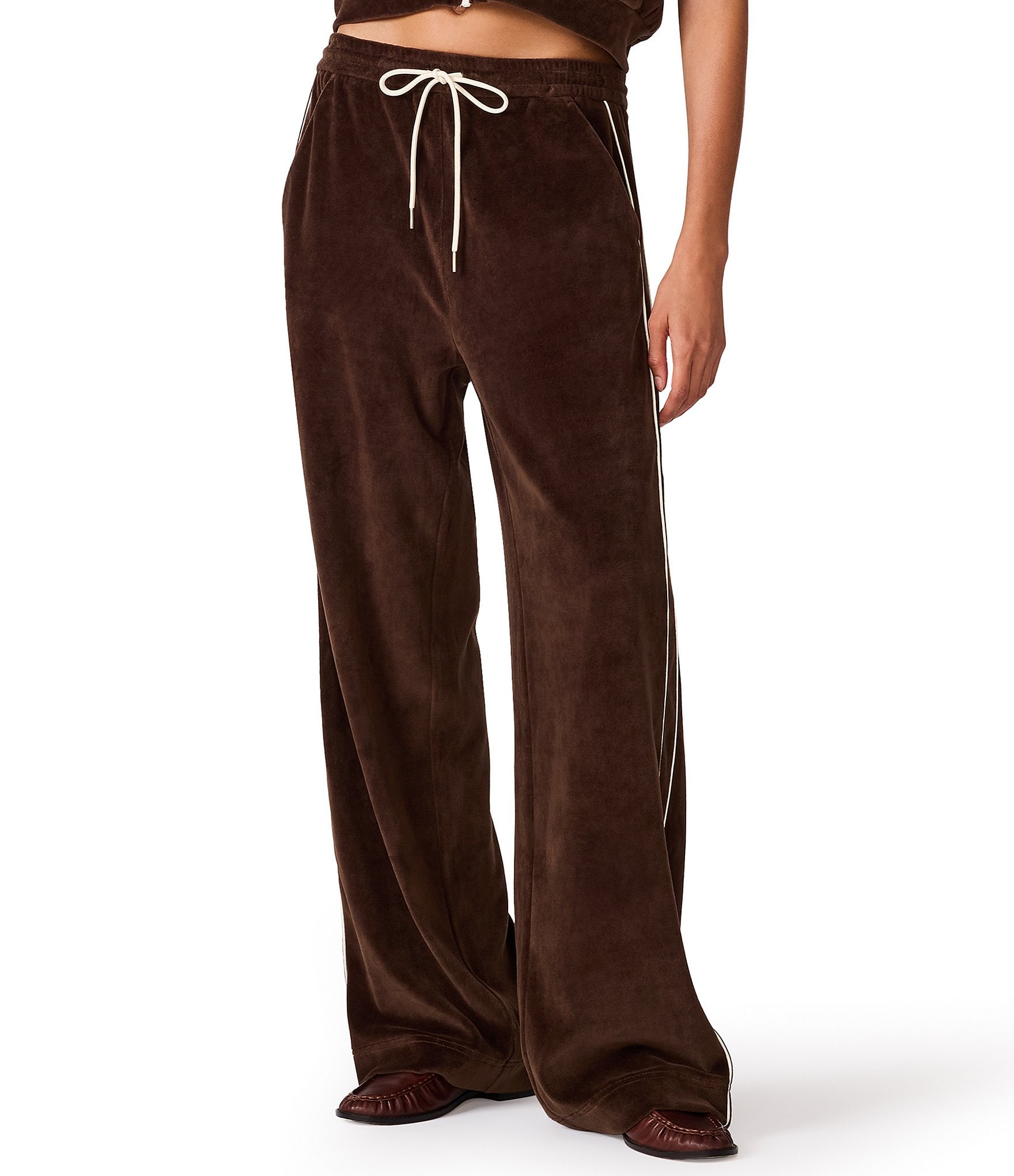 Steve Madden Velour High Rise Flare Leg Coordinating Track Pants