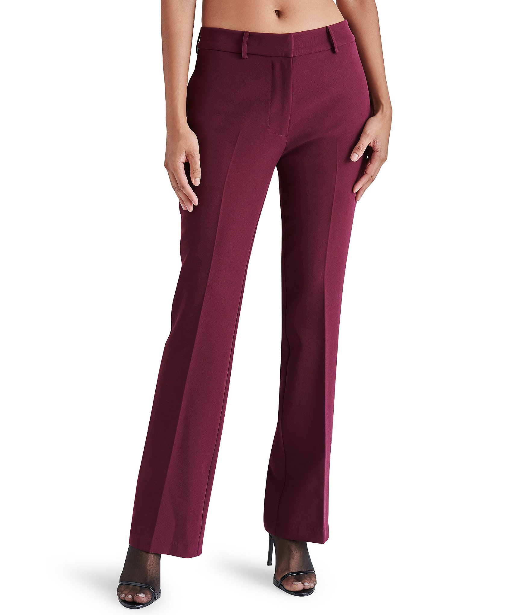Lars Amadeus Dress Pants for Men's Tapered Solid Color Slim Fit Pleated  Front Trousers Burgundy 34 - ShopStyle