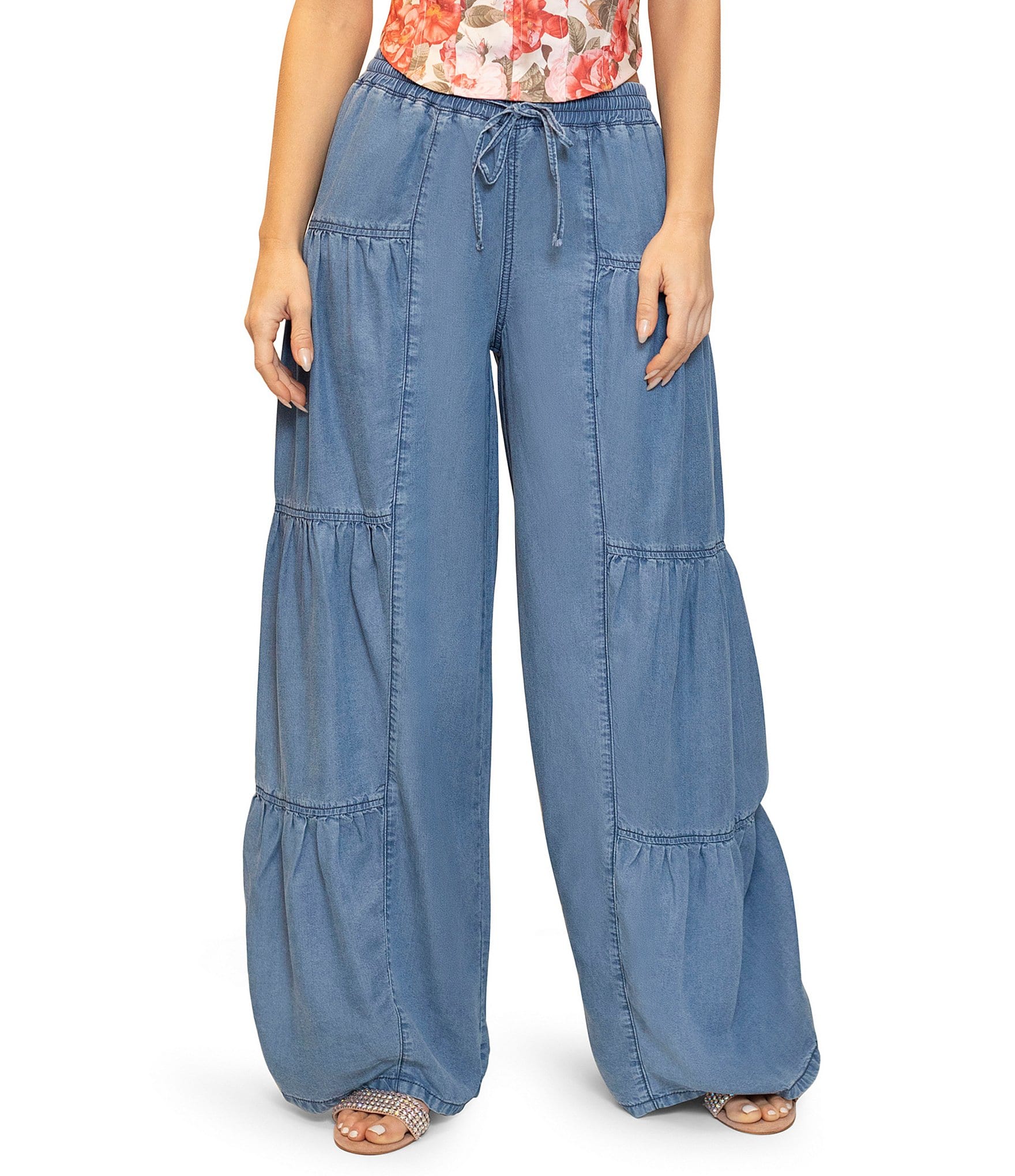 Stevie by Steve Madden Chambray Wide Leg Full Length Pants