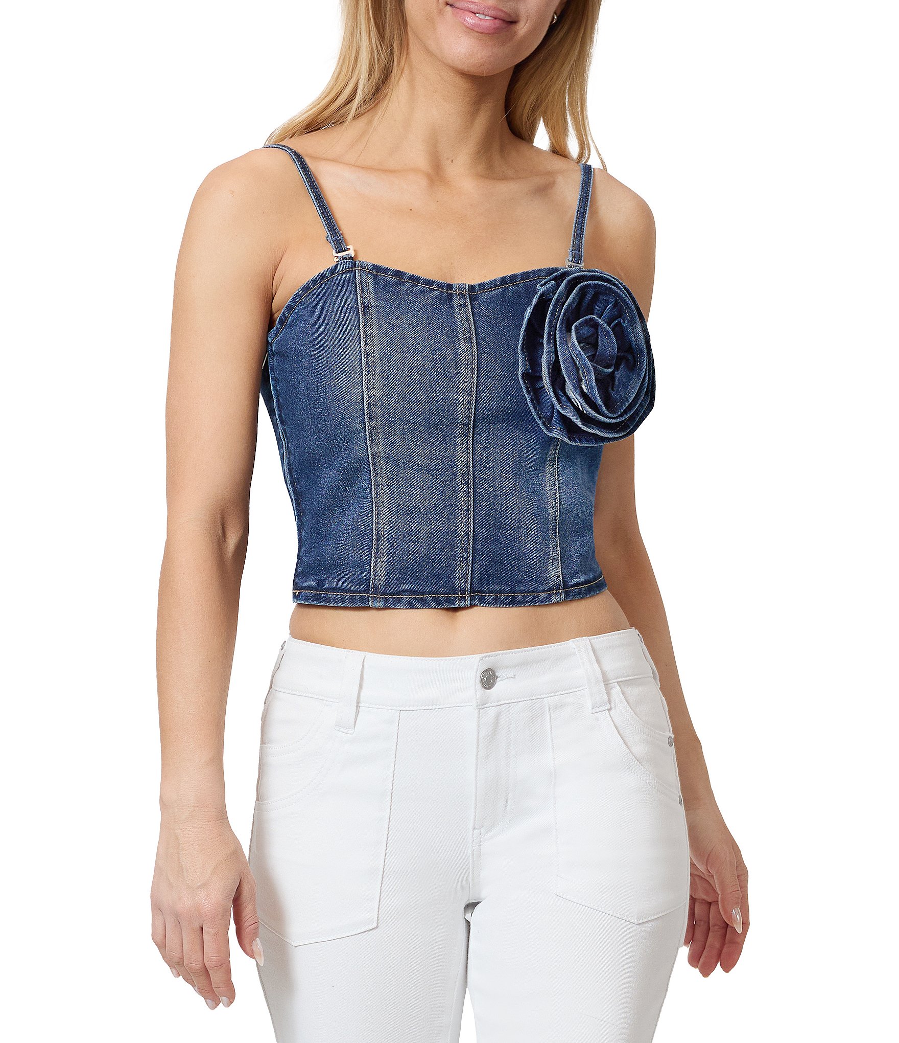 売れ筋商品|||スティーブ マデン カットソー トップス レディース Women's Sleeveless Denim Leila Top Dark Blue Steve Madden Sleeveless Denim Leila Top in Blue | Lyst